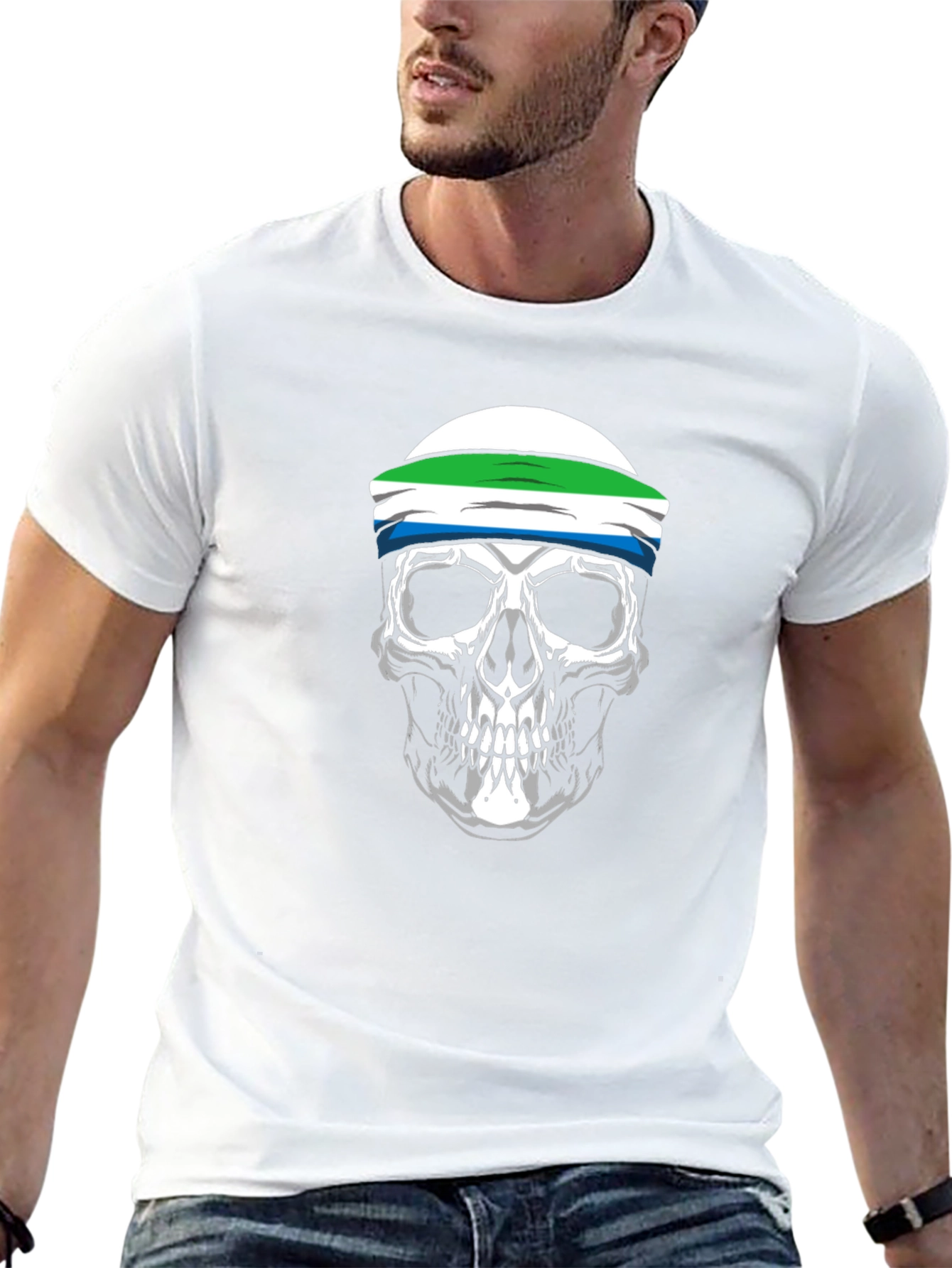 Sierra Leone Flag Skull T-Shirt