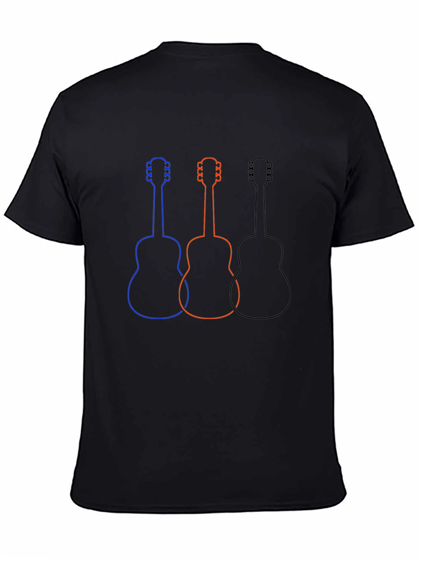 Guitar Outline Graphic Tee - Casual Black T-Shirt