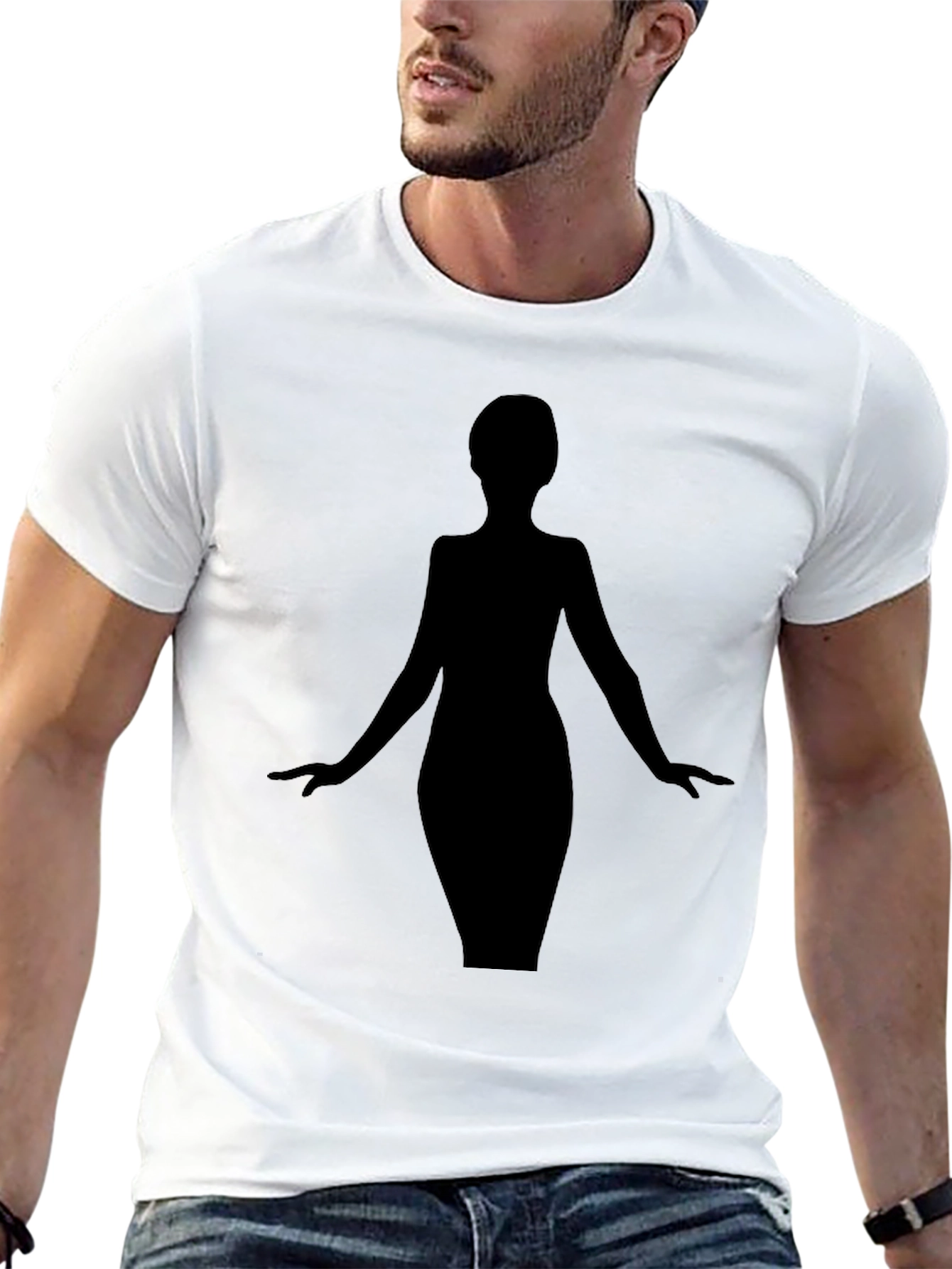 Elegant Woman Silhouette Black T-Shirt