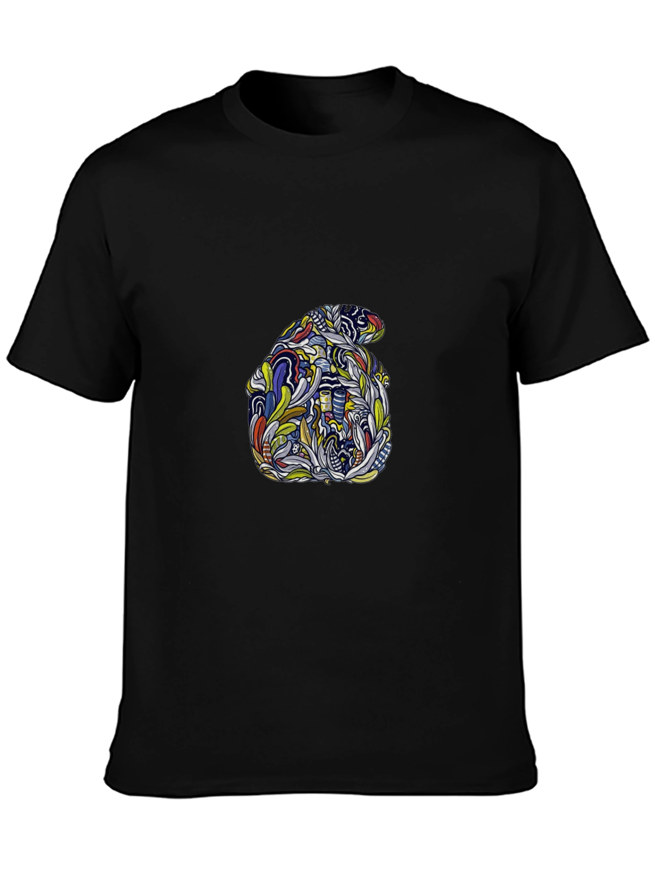 Abstract Elephant Graphic Tee - Stylish Black T-Shirt
