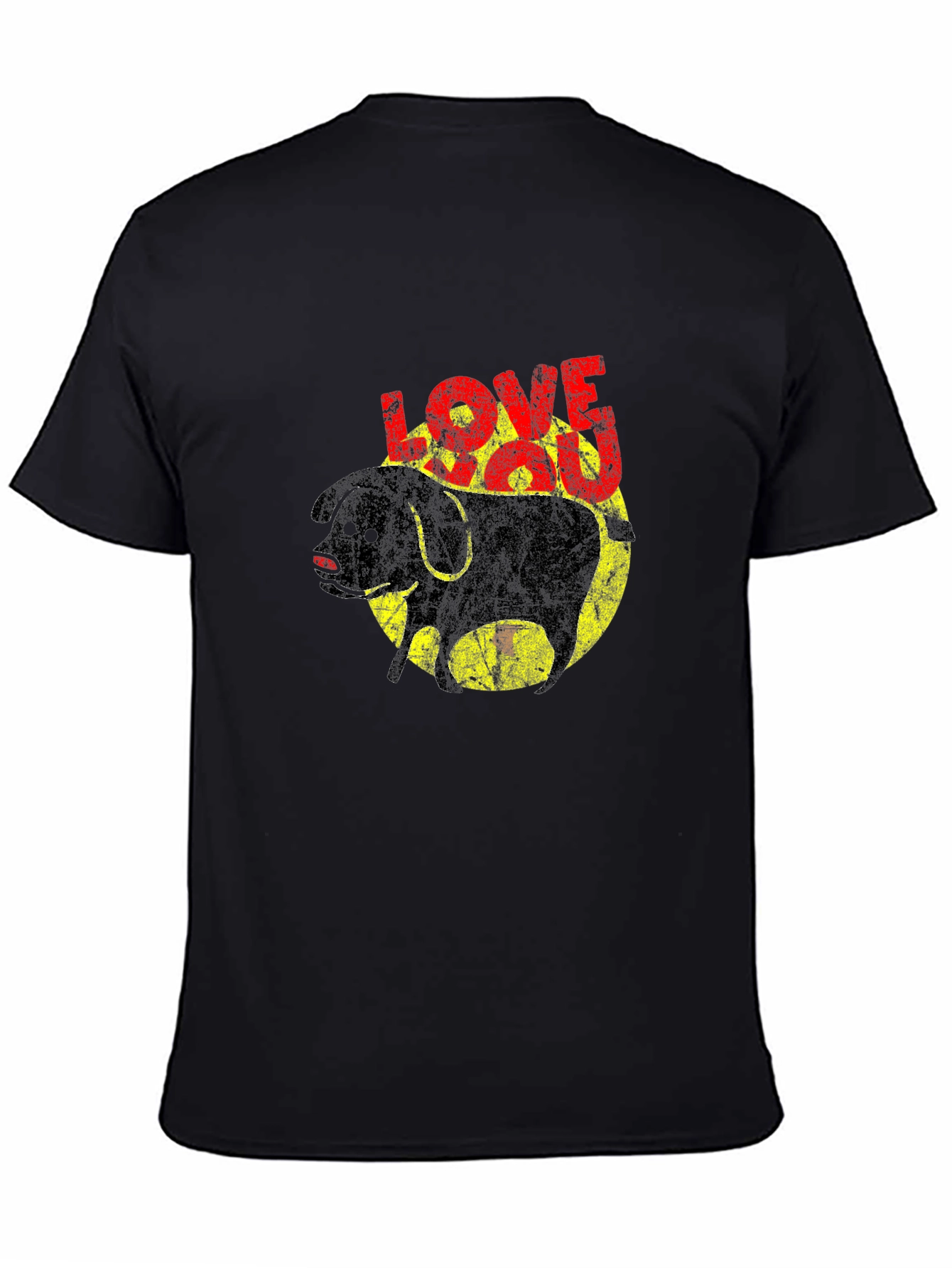 Love You Dog Graphic T-Shirt - Black Cotton Tee