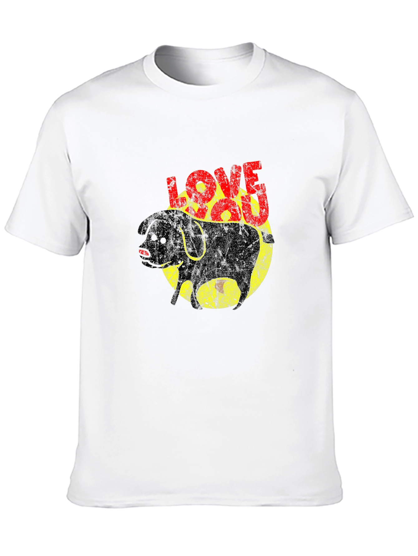 Love You Dog Graphic T-Shirt - Black Cotton Tee