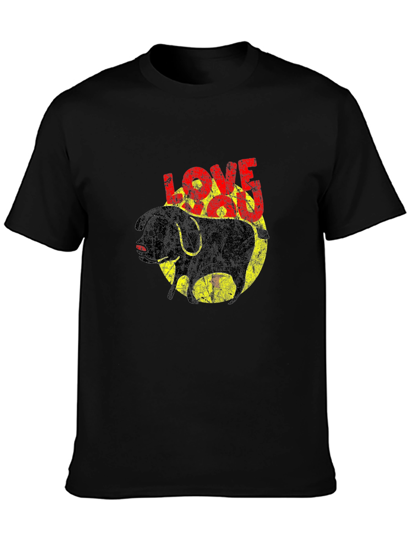 Love You Dog Graphic T-Shirt - Black Cotton Tee