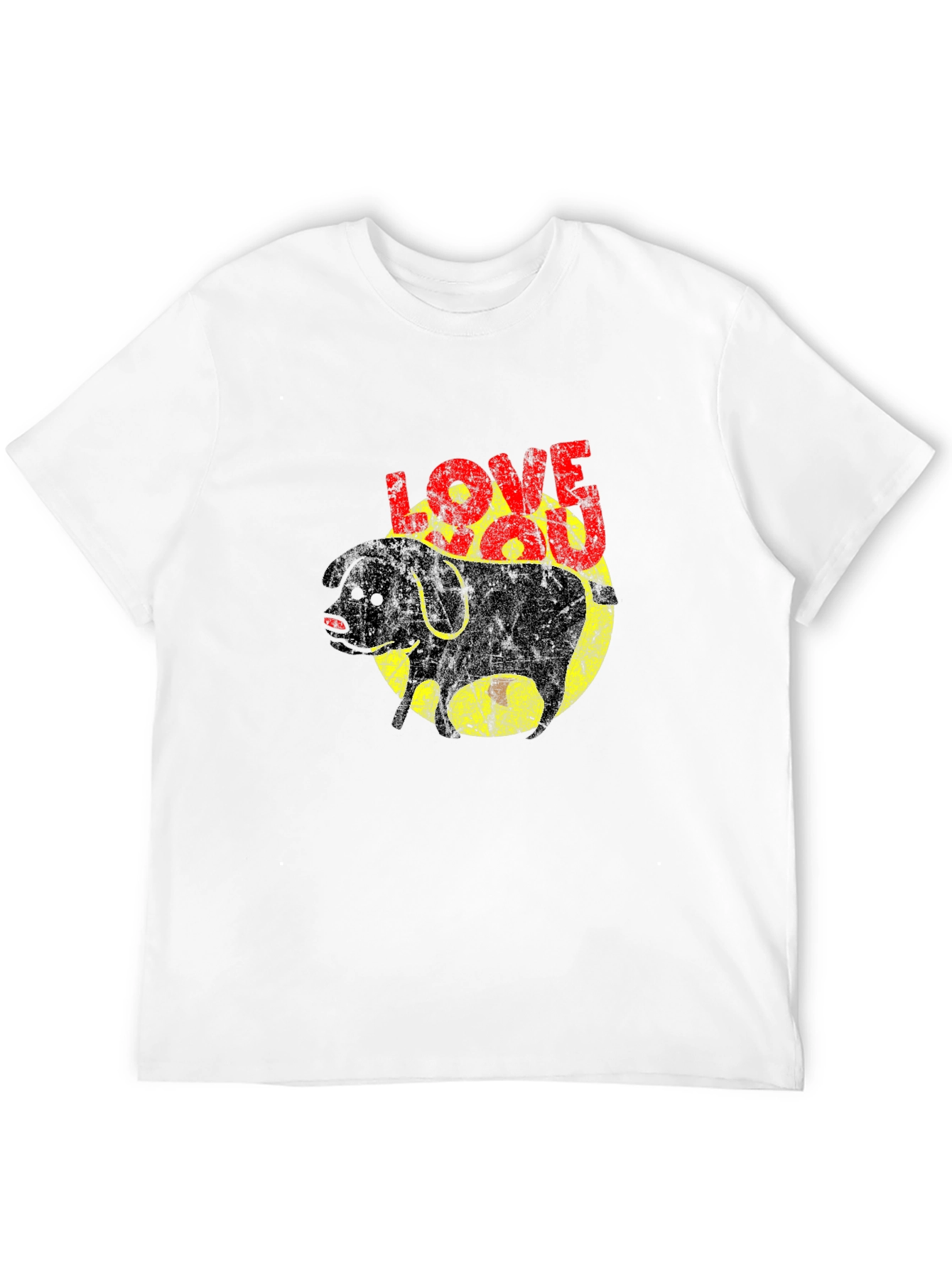 Love You Dog Graphic T-Shirt - Black Cotton Tee