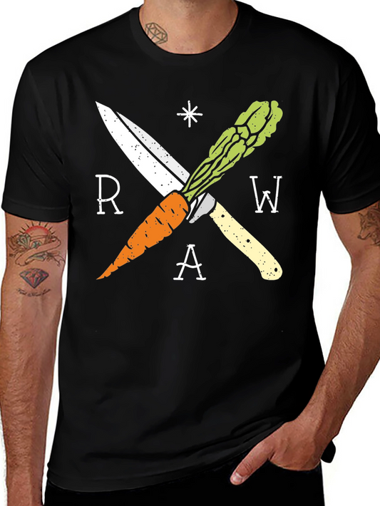 Raw Vegan T-Shirt with Carrot & Asparagus Design