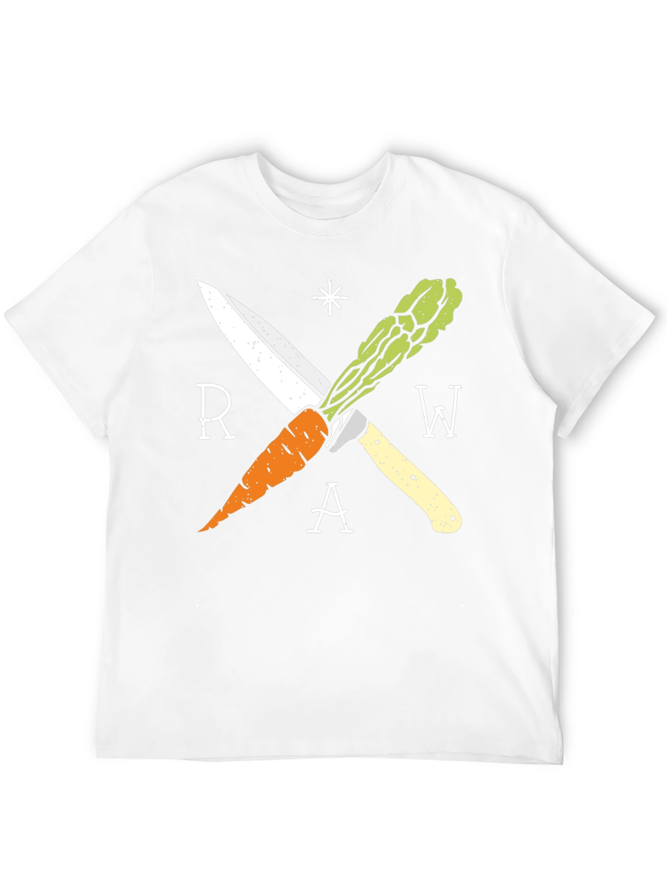 Raw Vegan T-Shirt with Carrot & Asparagus Design