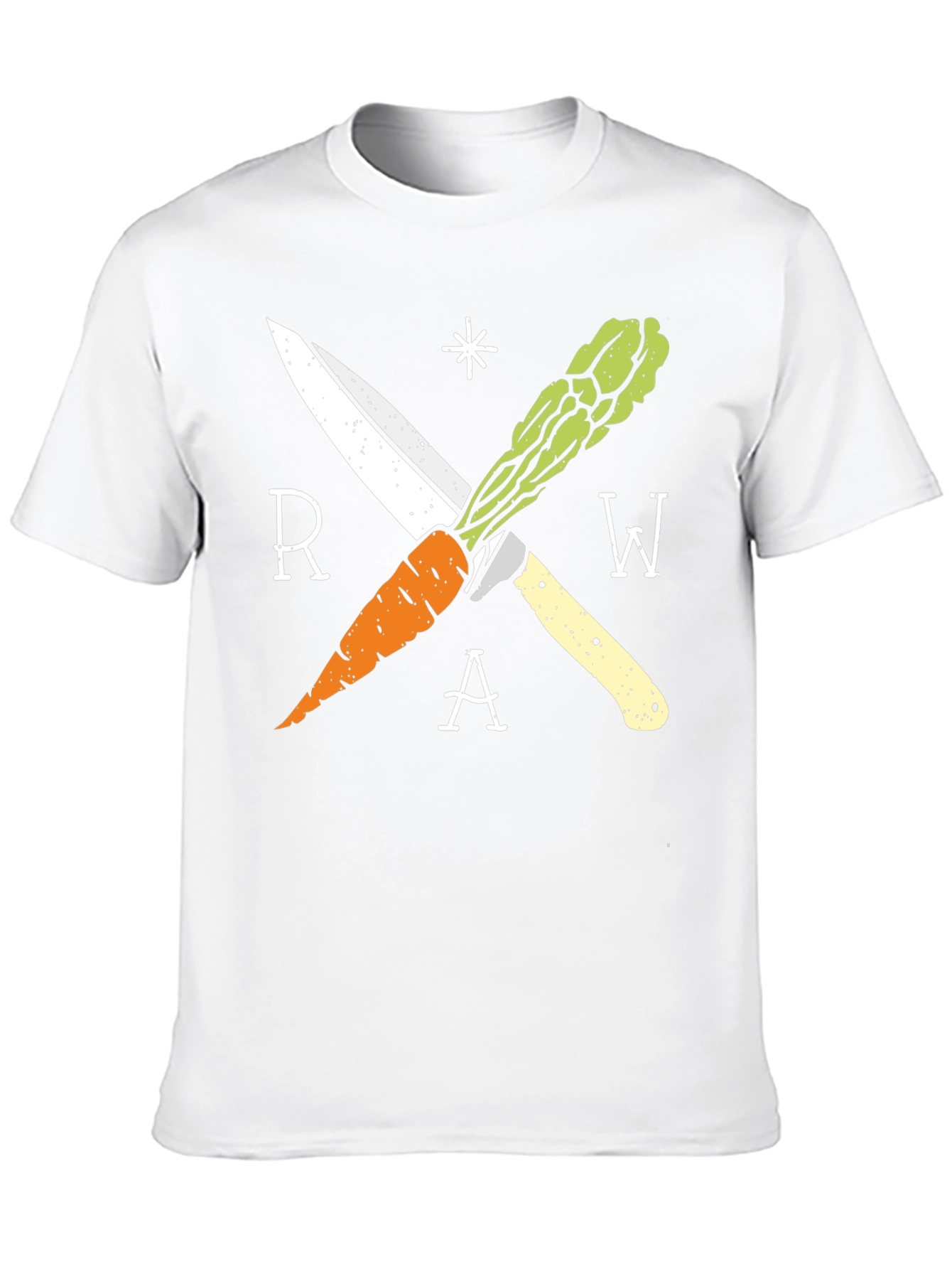 Raw Vegan T-Shirt with Carrot & Asparagus Design