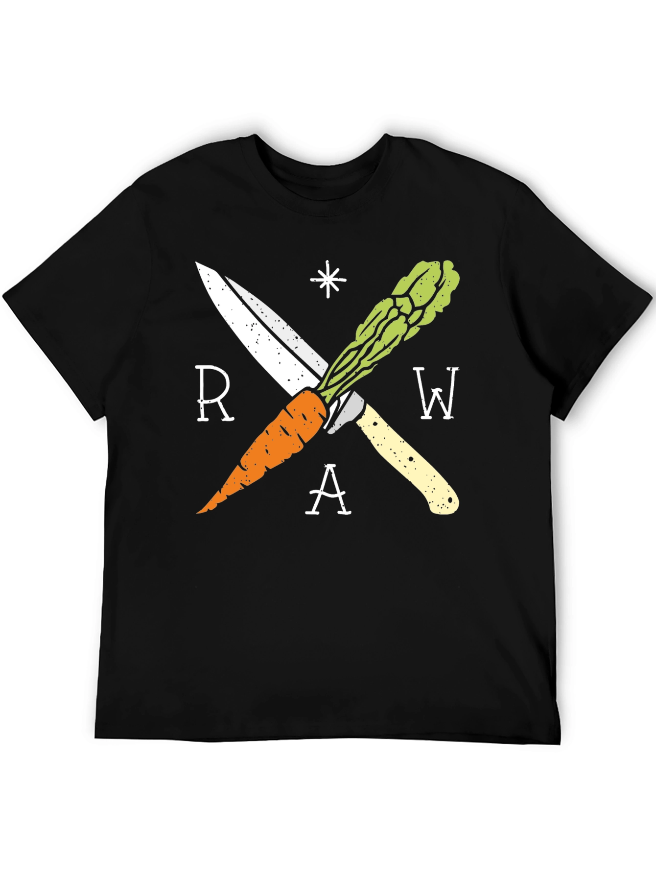 Raw Vegan T-Shirt with Carrot & Asparagus Design
