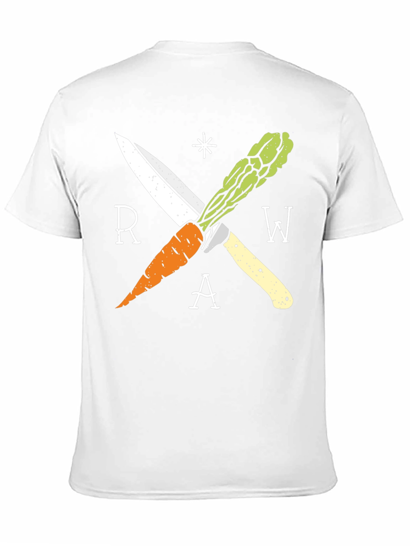 Raw Vegan T-Shirt with Carrot & Asparagus Design