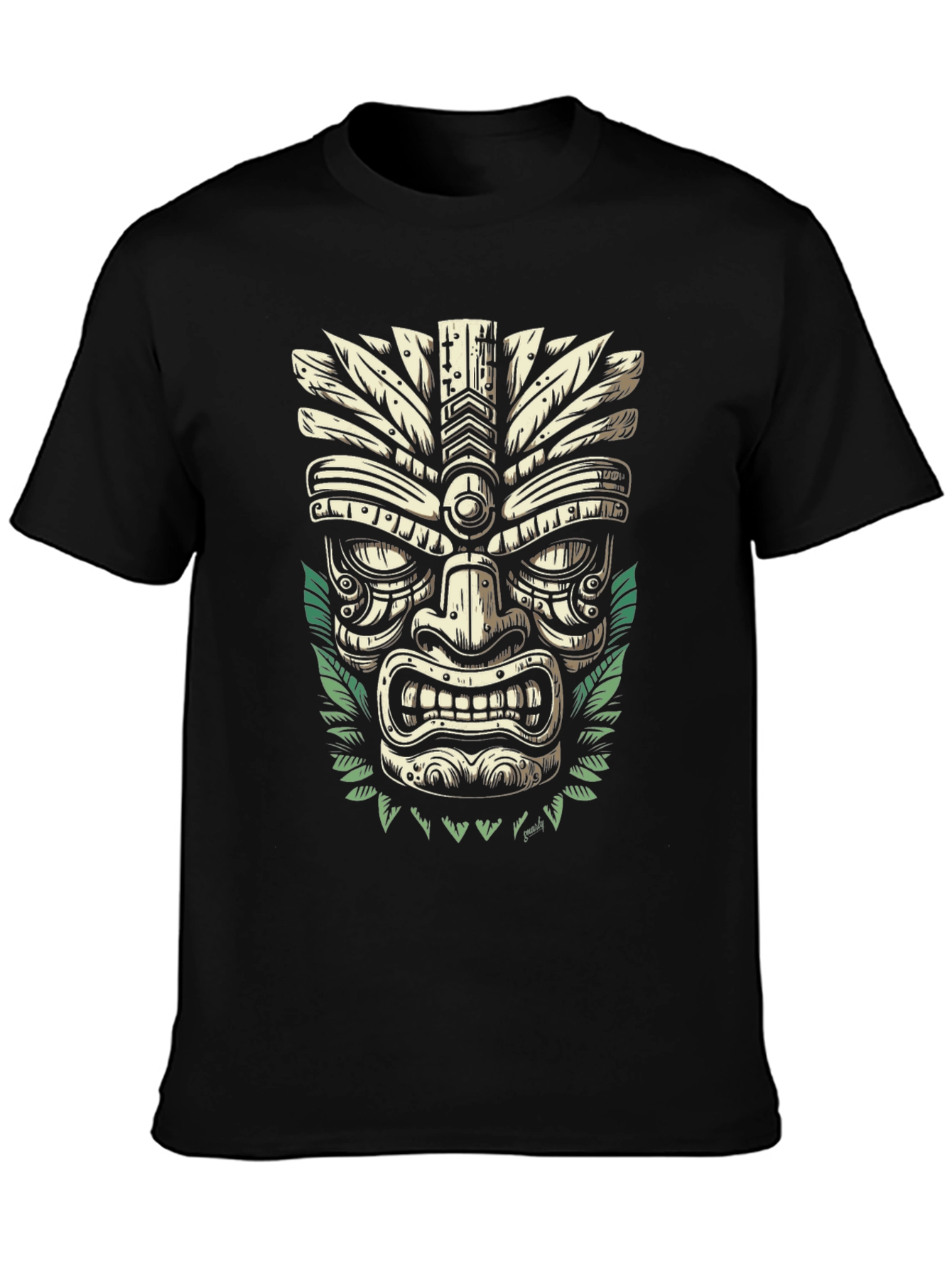 Tiki Mask Graphic T-Shirt - Island Vibes
