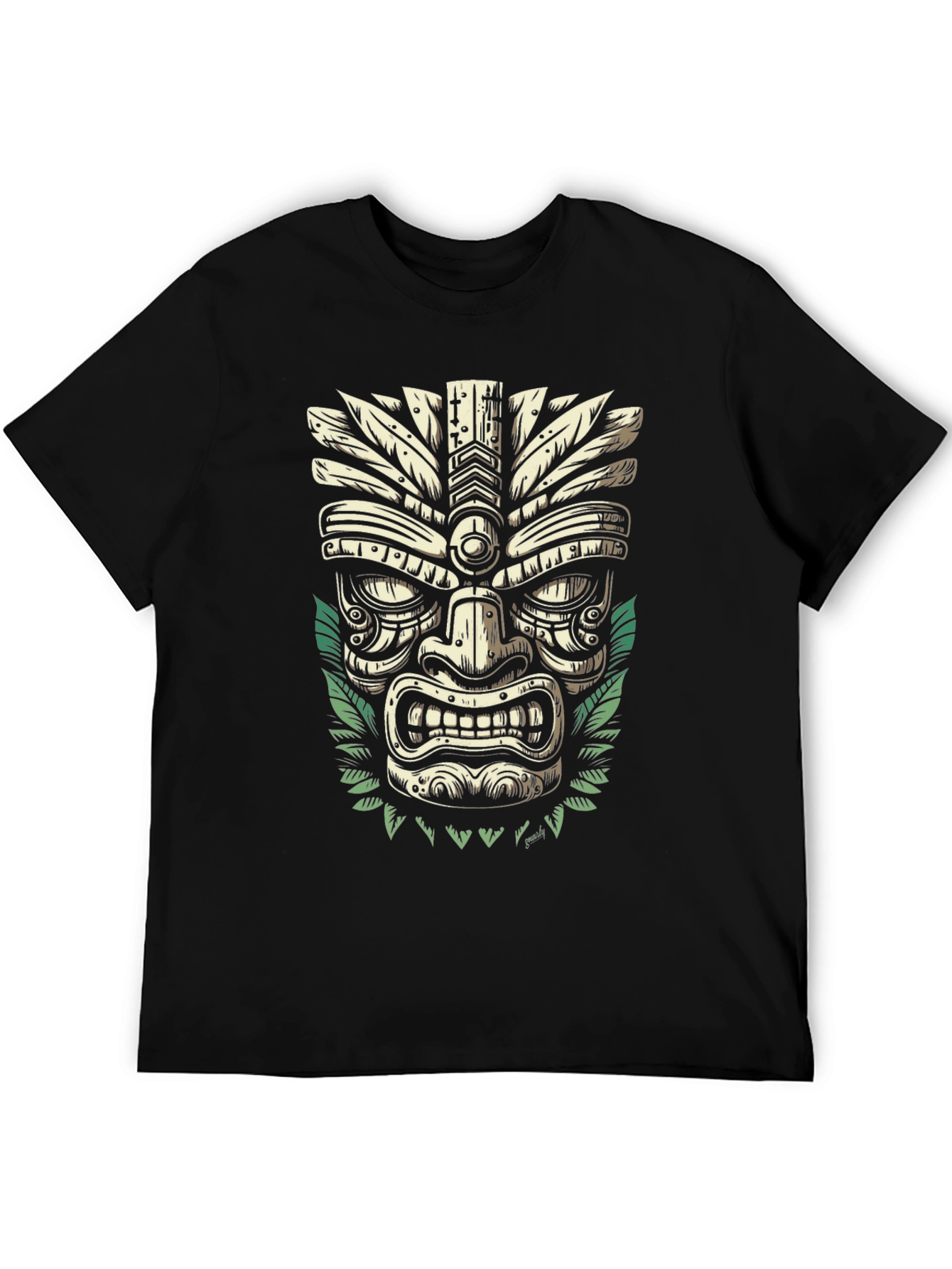 Tiki Mask Graphic T-Shirt - Island Vibes