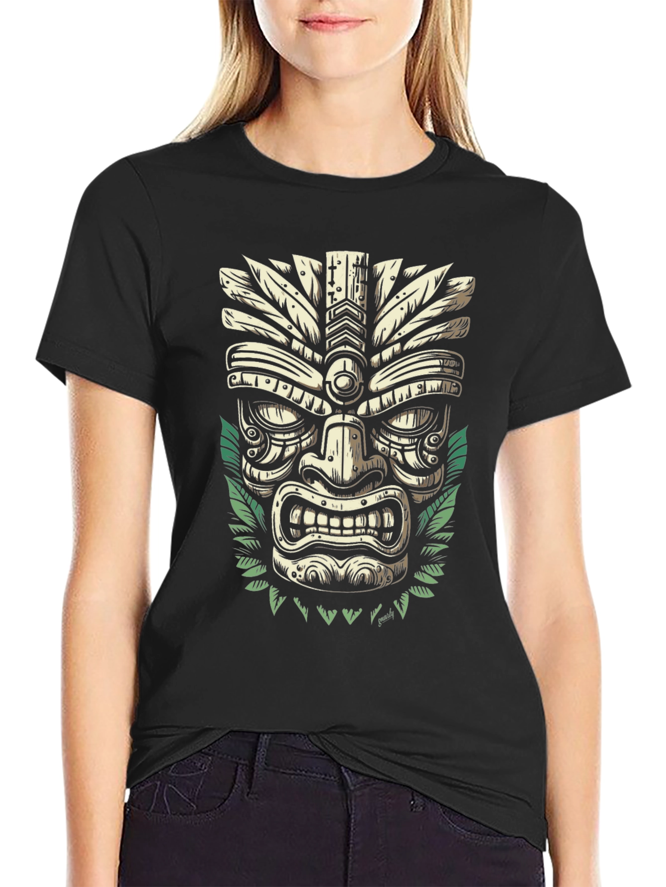 Tiki Mask Graphic T-Shirt - Island Vibes