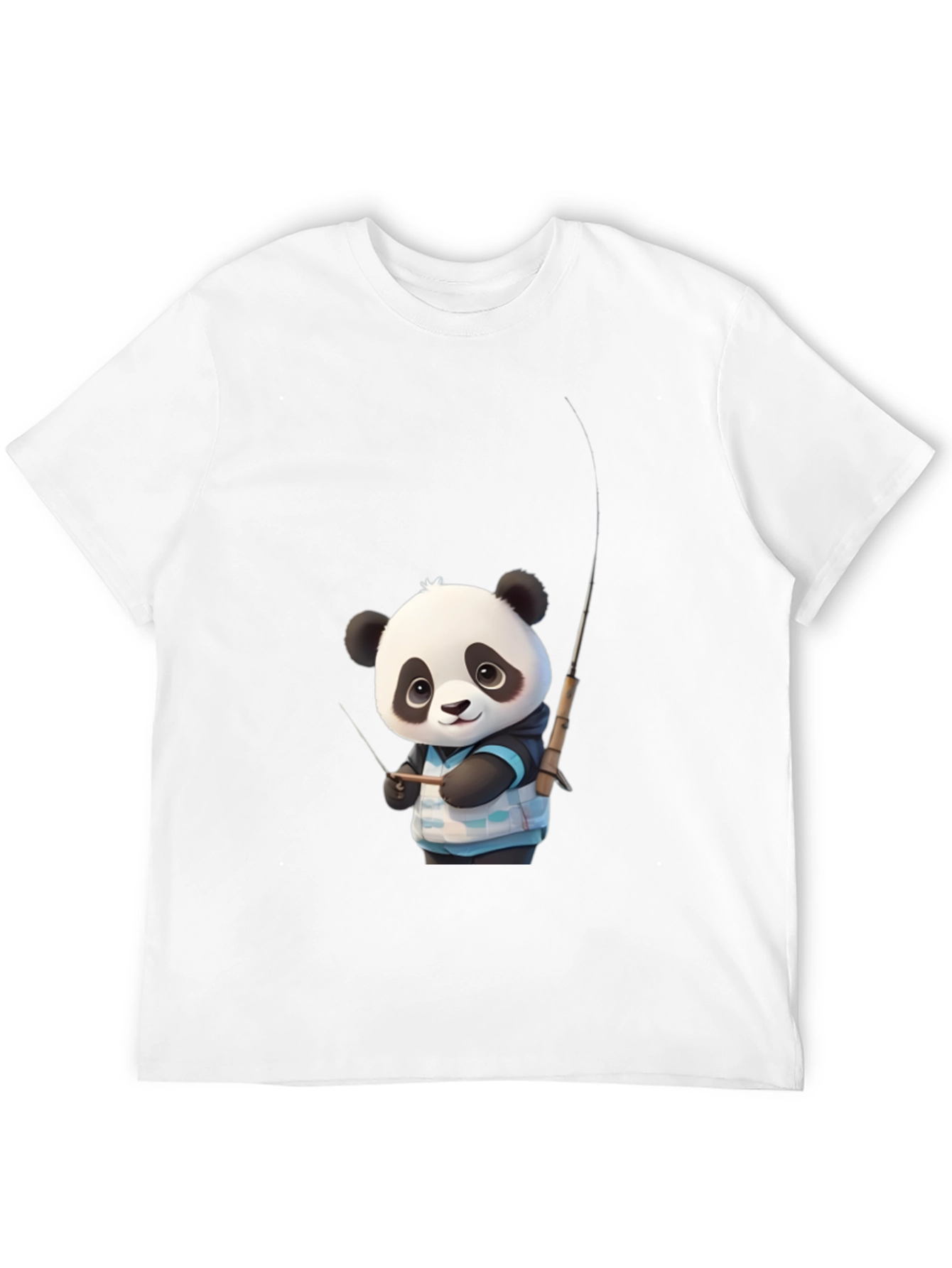 Panda Fishing Graphic Tee - Stylish Black T-Shirt