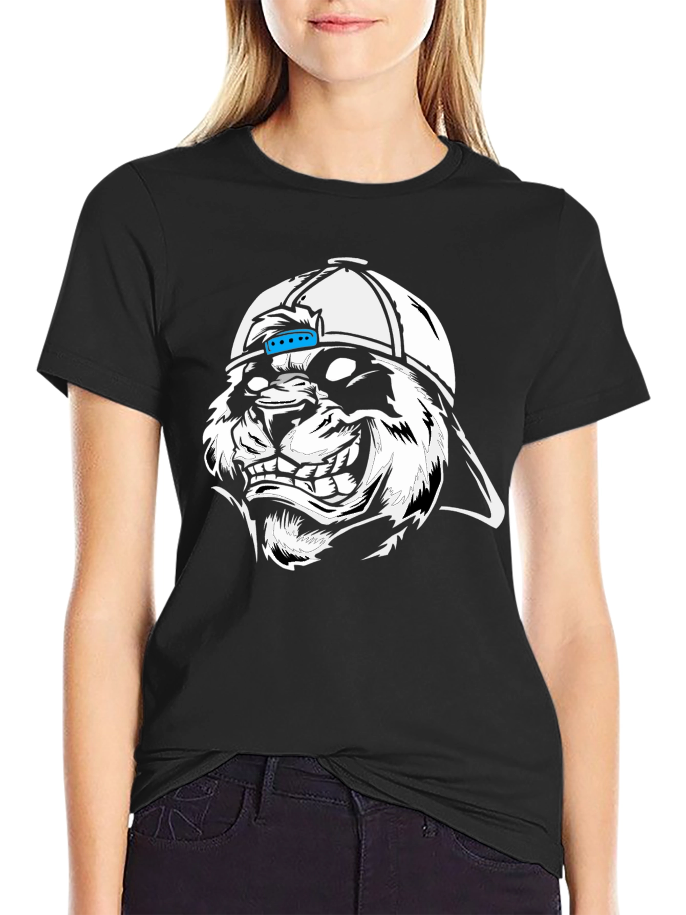 Cool Graphic Tee - Grinning Wolf in Cap