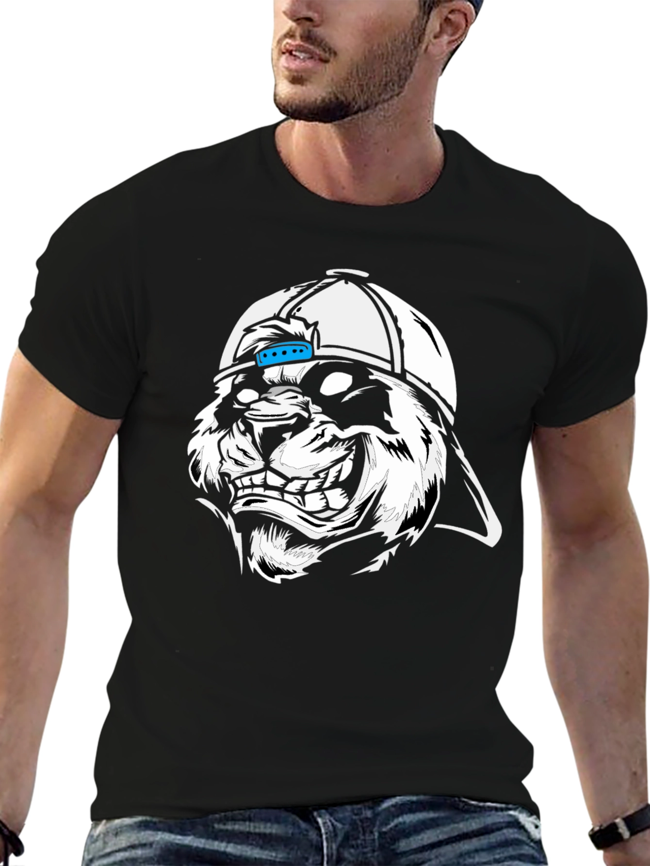 Cool Graphic Tee - Grinning Wolf in Cap