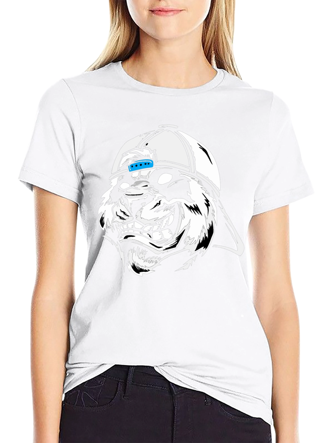Cool Graphic Tee - Grinning Wolf in Cap