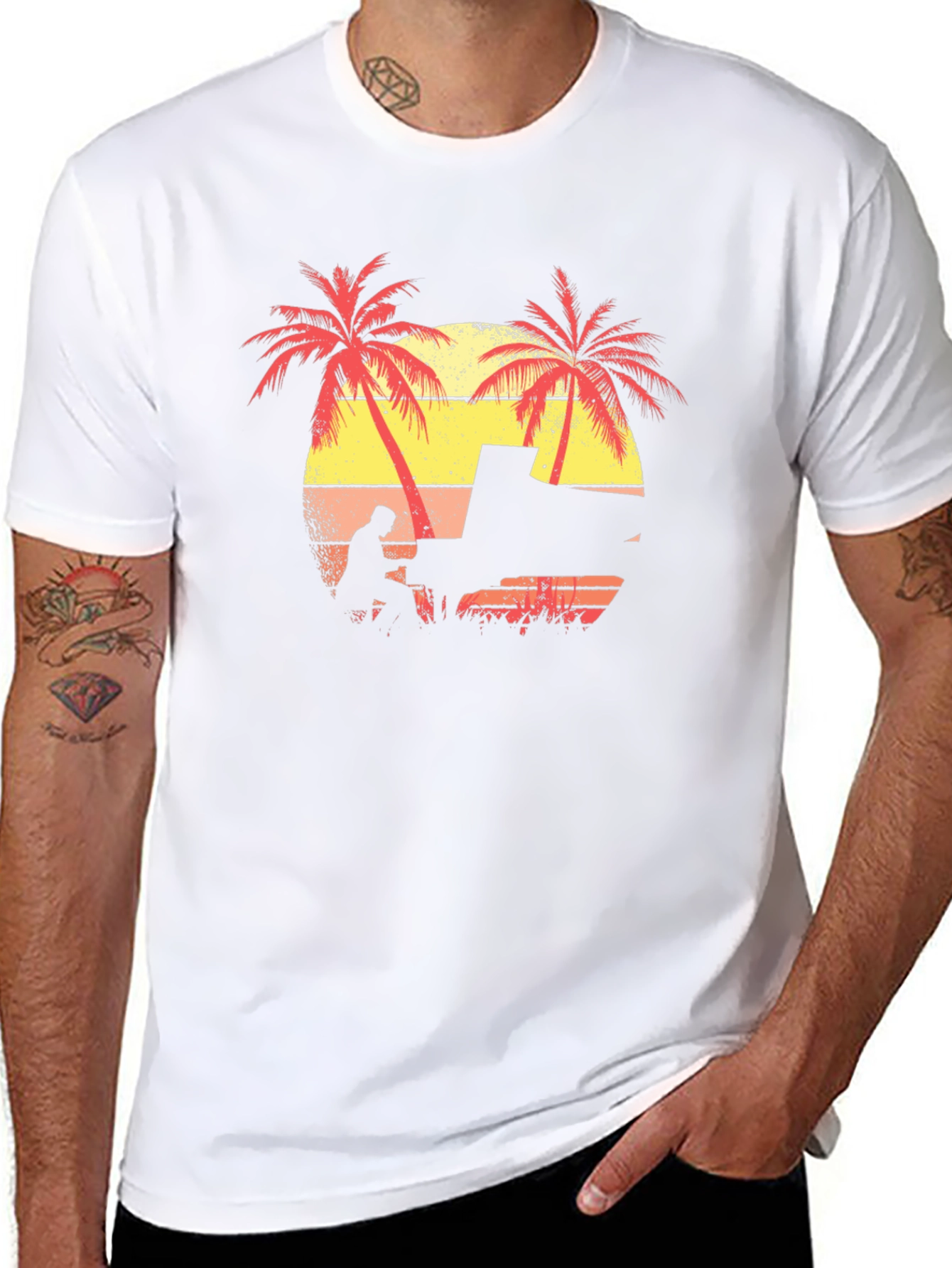 Sunset Piano Player T-Shirt - Tropical Vibes