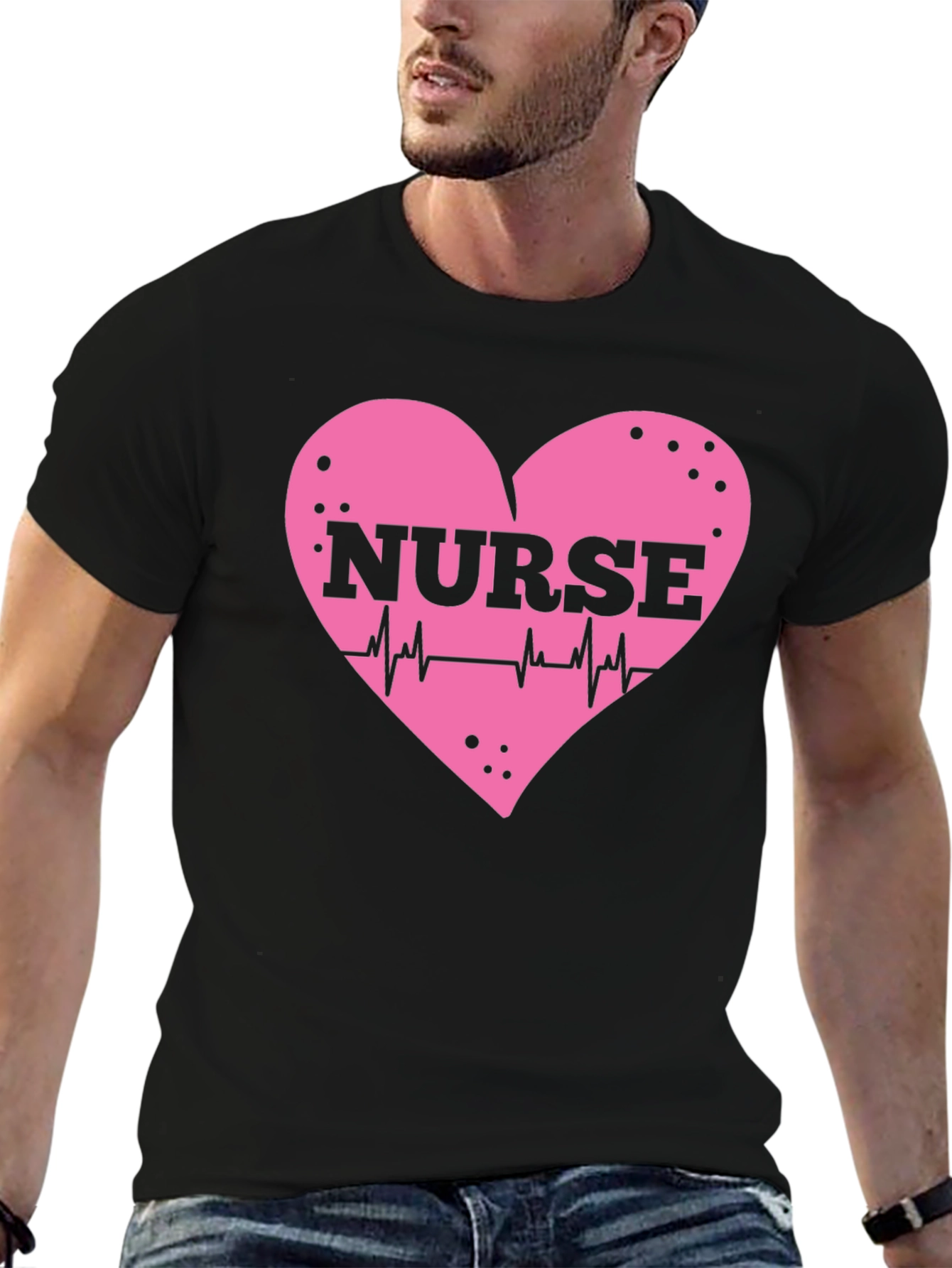 Nurse Heartbeat T-Shirt - Black Cotton Tee
