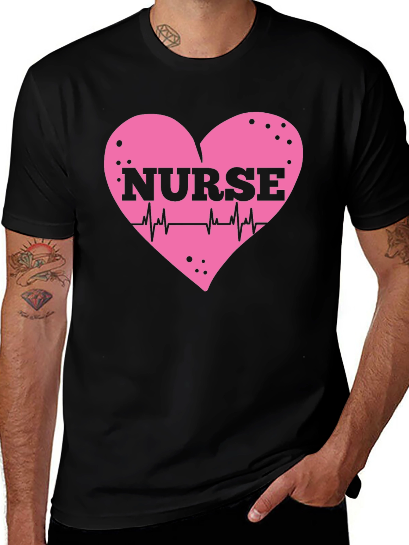 Nurse Heartbeat T-Shirt - Black Cotton Tee