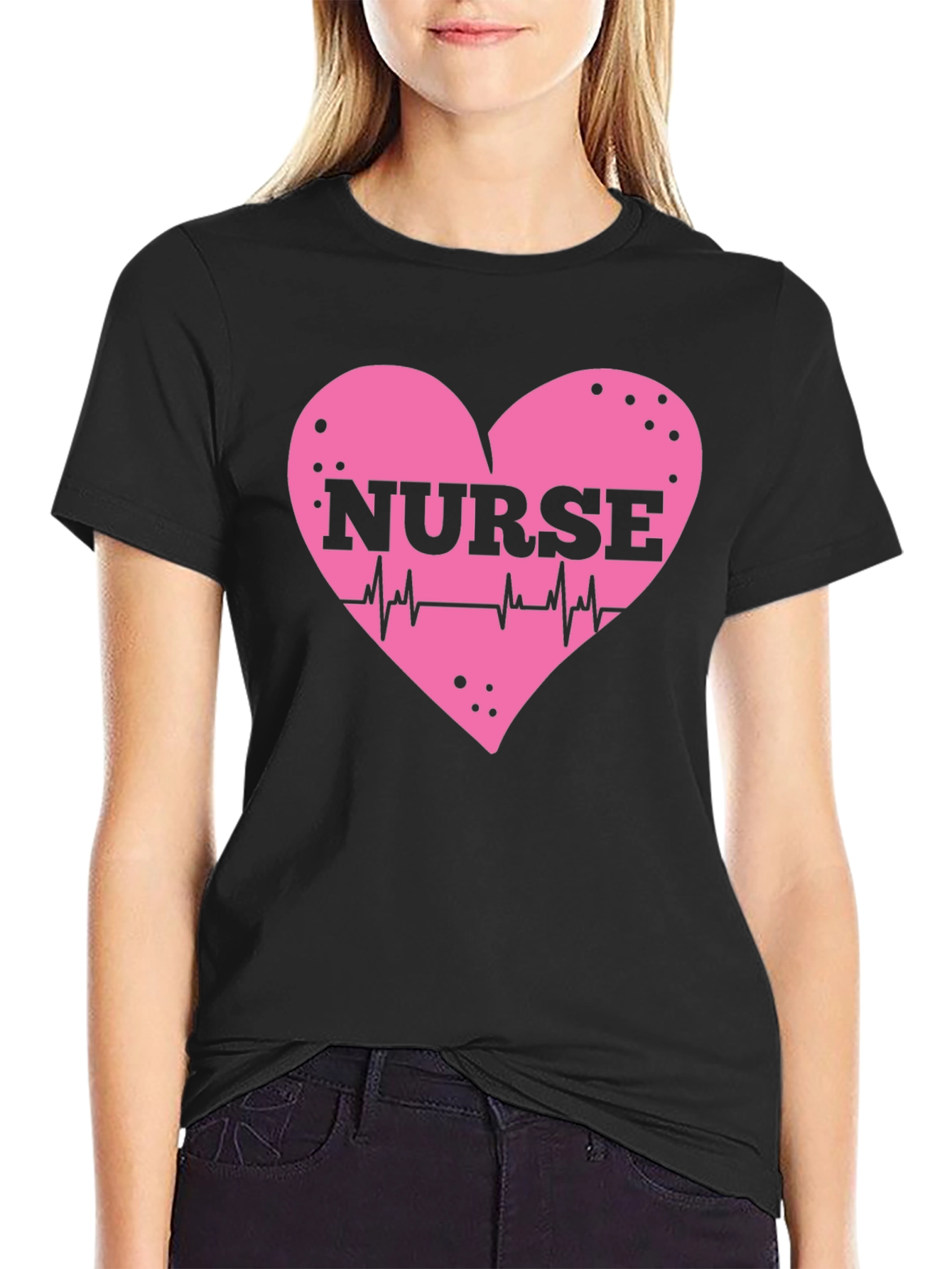 Nurse Heartbeat T-Shirt - Black Cotton Tee
