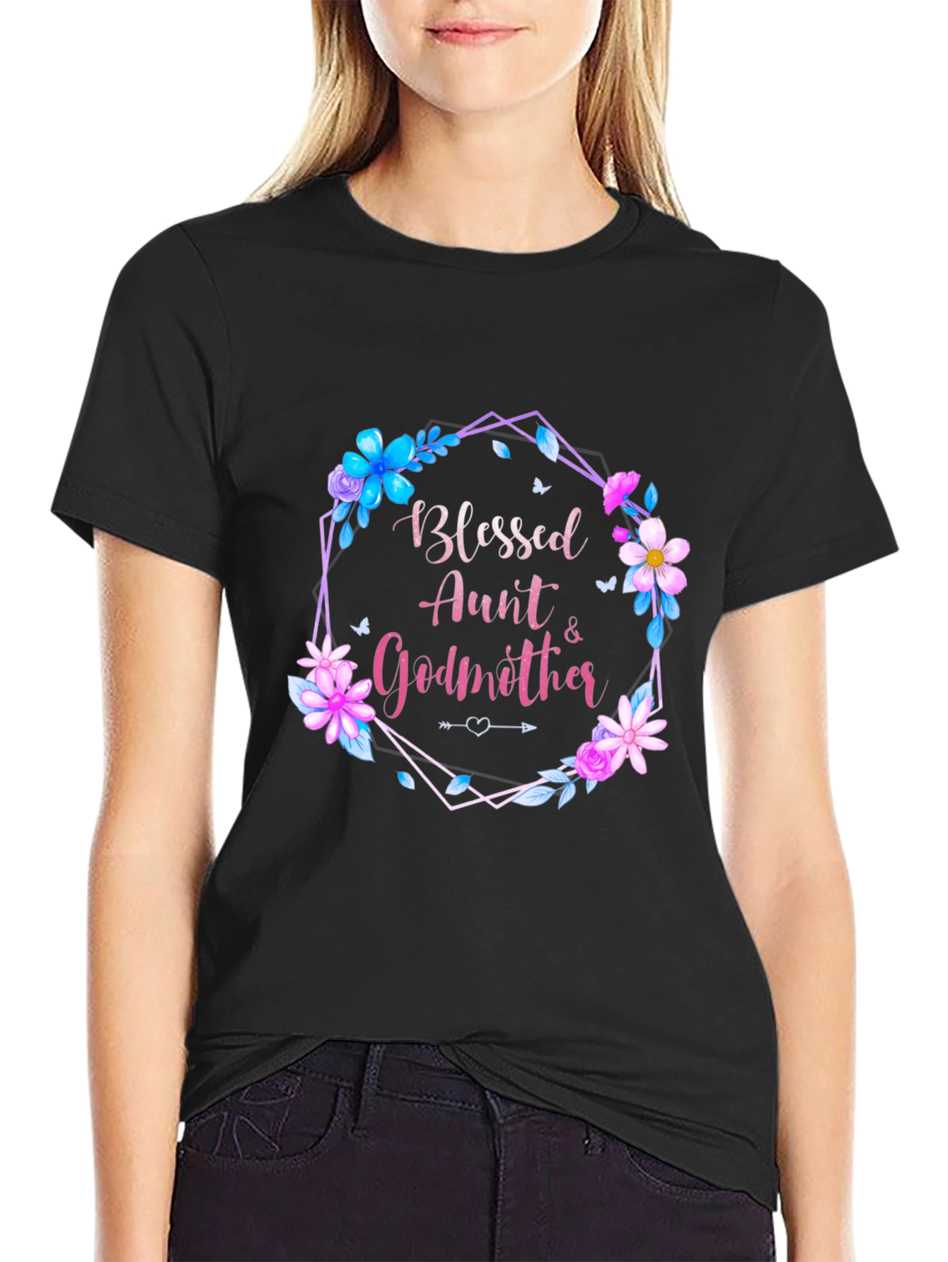 Blessed Aunt & Godmother Floral T-Shirt