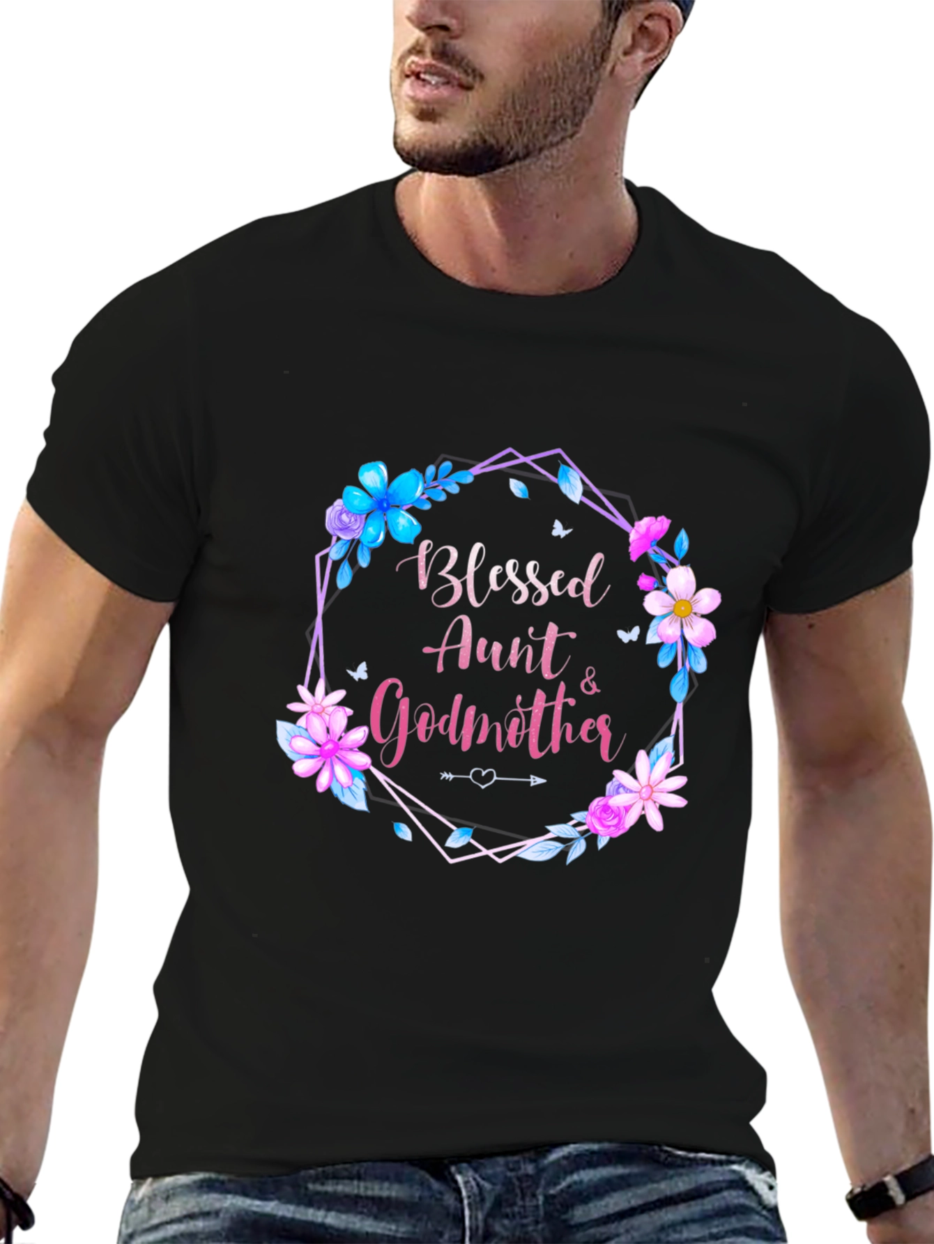 Blessed Aunt & Godmother Floral T-Shirt