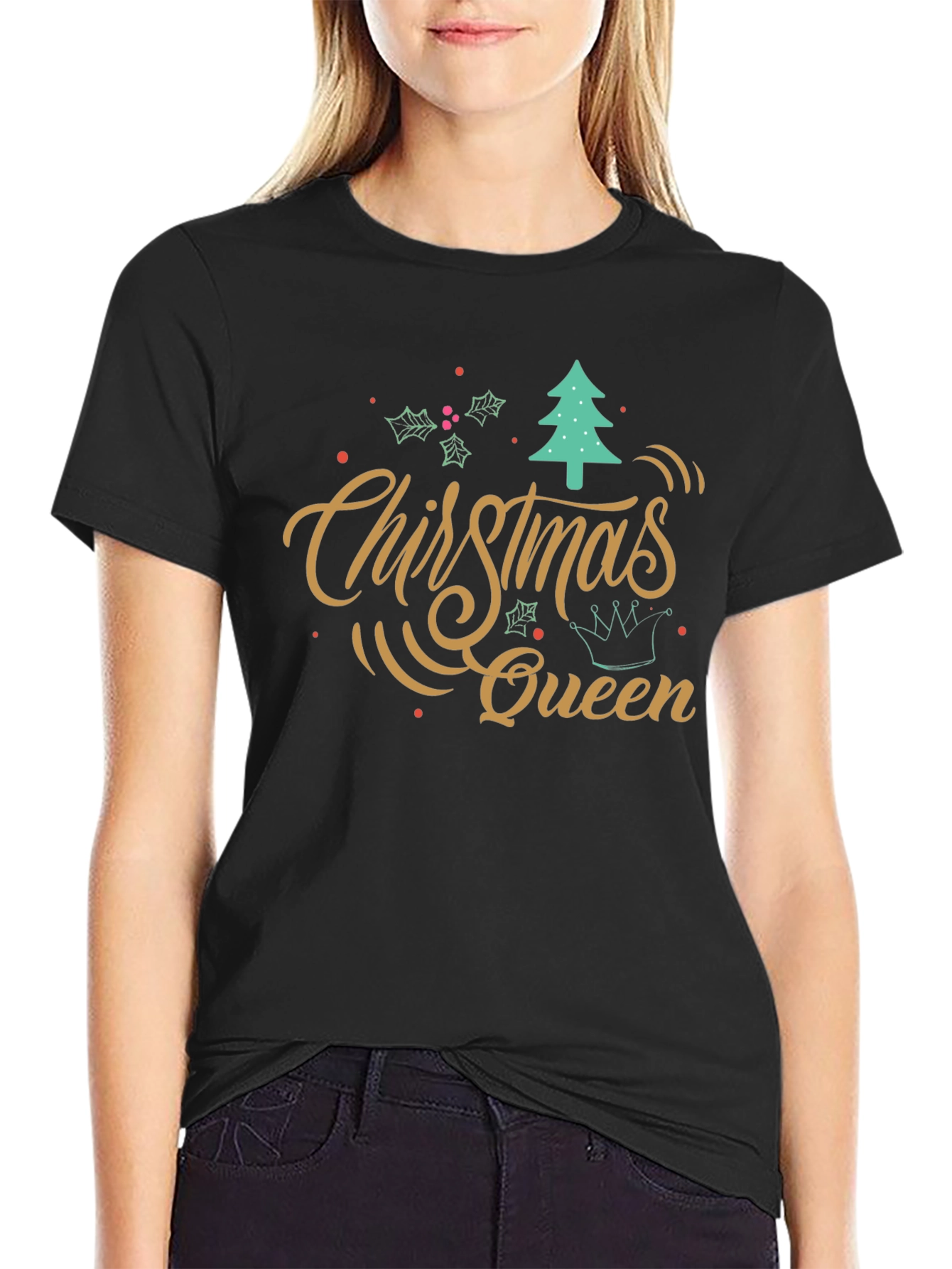 Christmas Queen Black T-Shirt