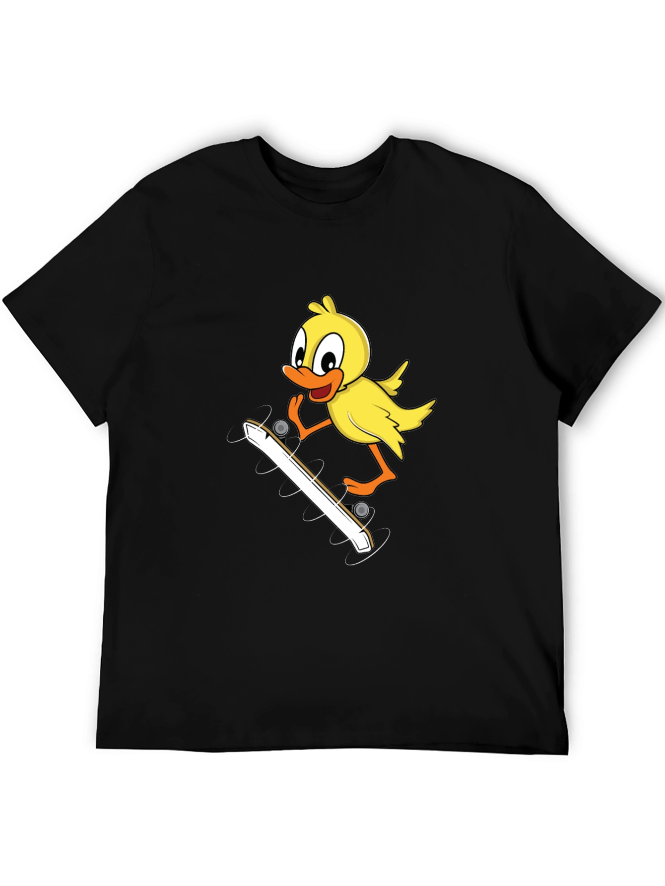 Duck Skateboarder Graphic Tee - Black Cotton Blend