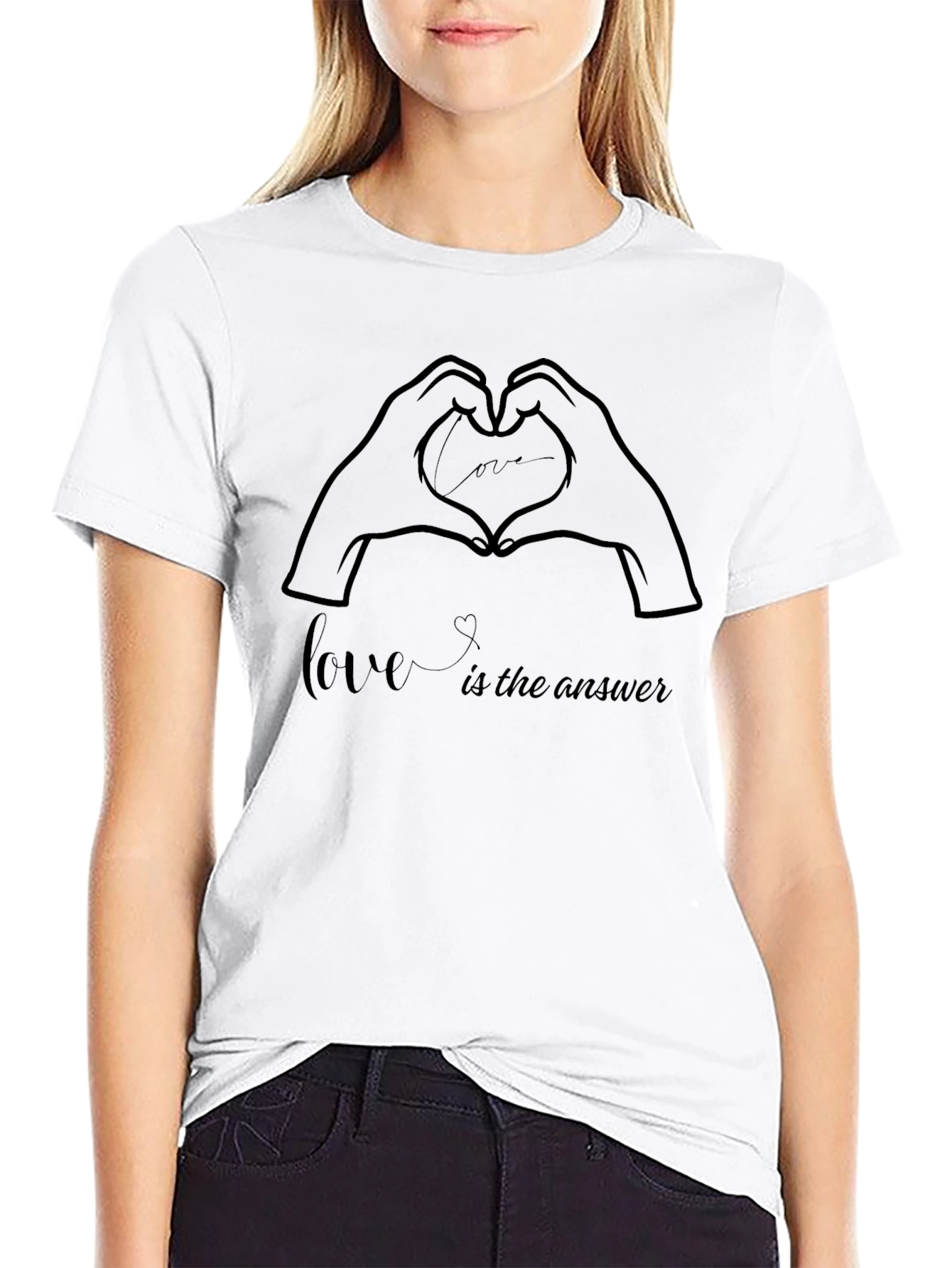 Love is the Answer T-Shirt - Heart Hands Design