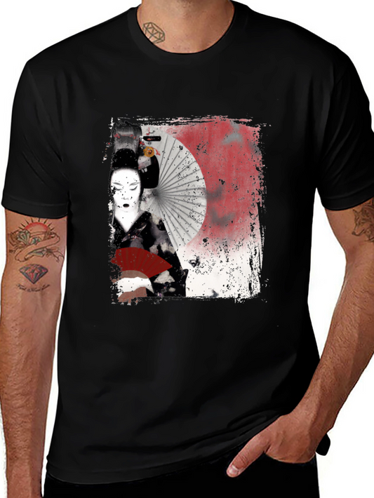 Geisha Graphic Print Black T-Shirt