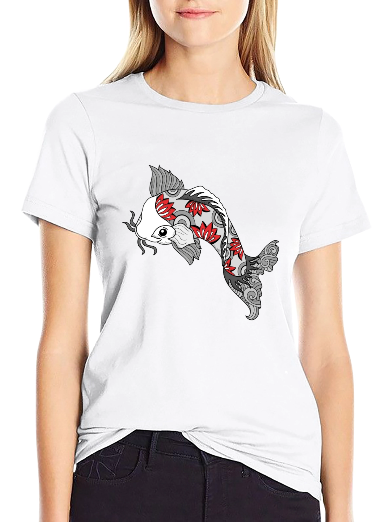 Koi Fish Graphic Black T-Shirt - Unique Design