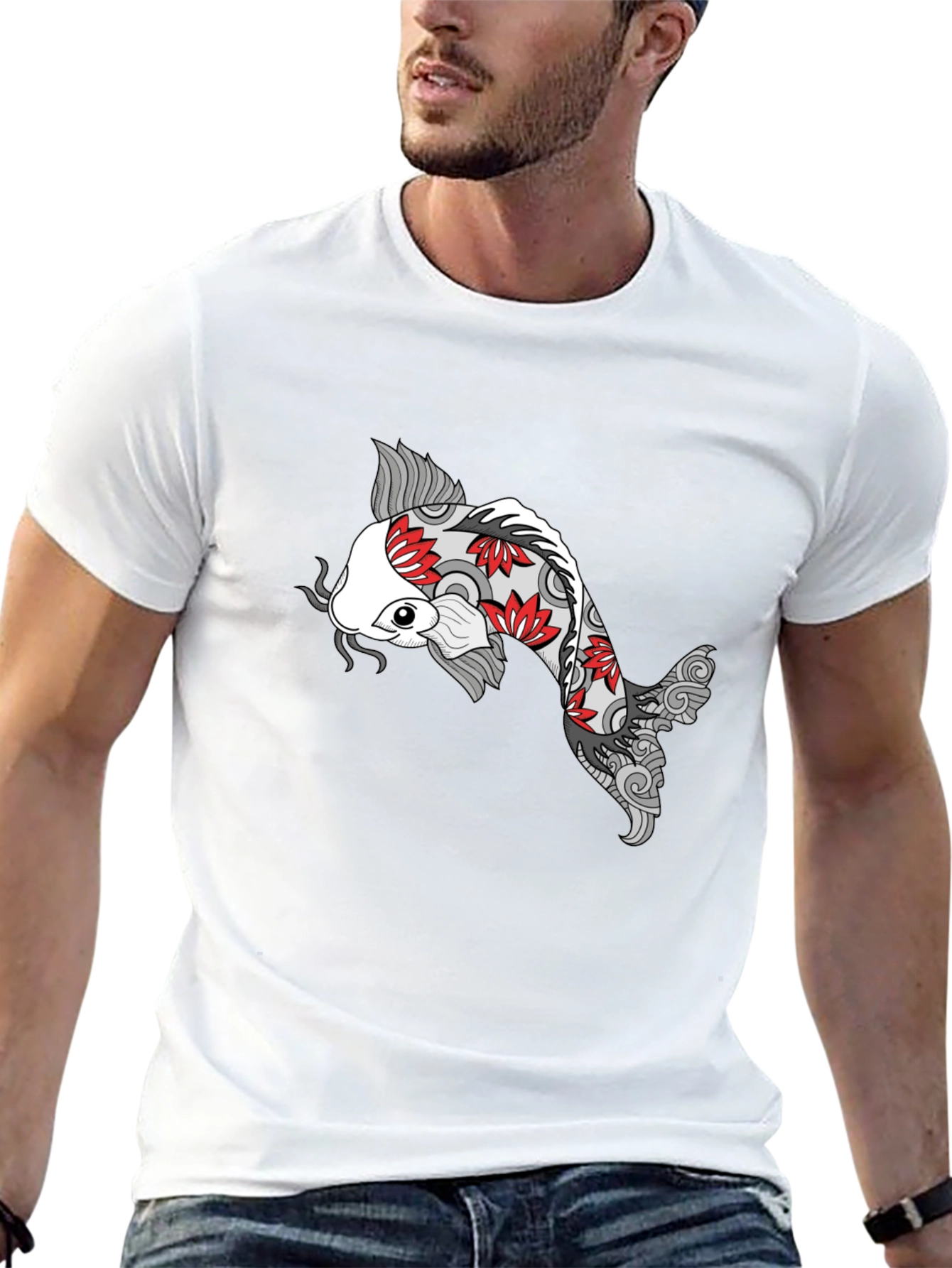 Koi Fish Graphic Black T-Shirt - Unique Design