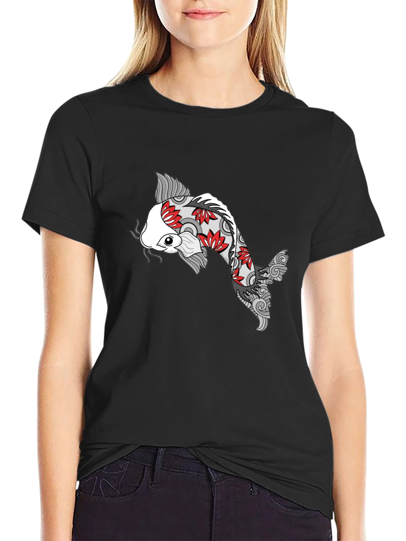 Koi Fish Graphic Black T-Shirt - Unique Design