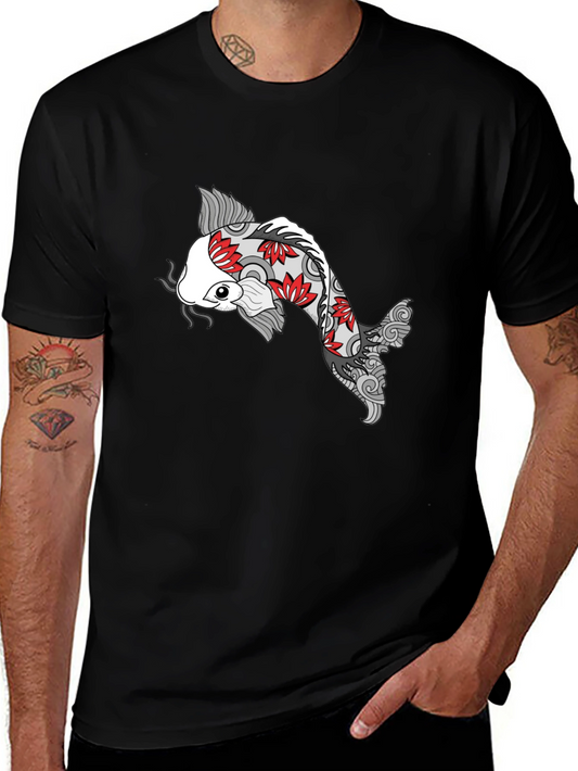 Koi Fish Graphic Black T-Shirt - Unique Design