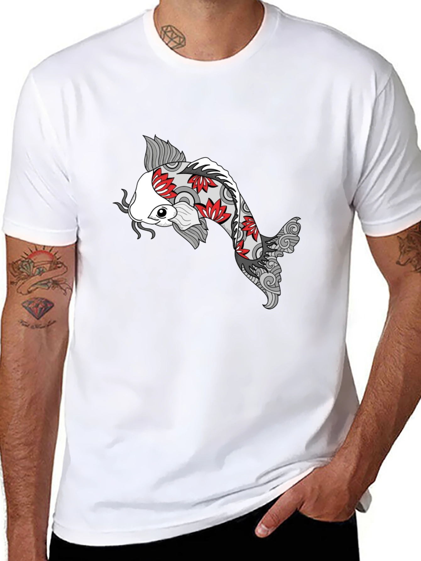 Koi Fish Graphic Black T-Shirt - Unique Design