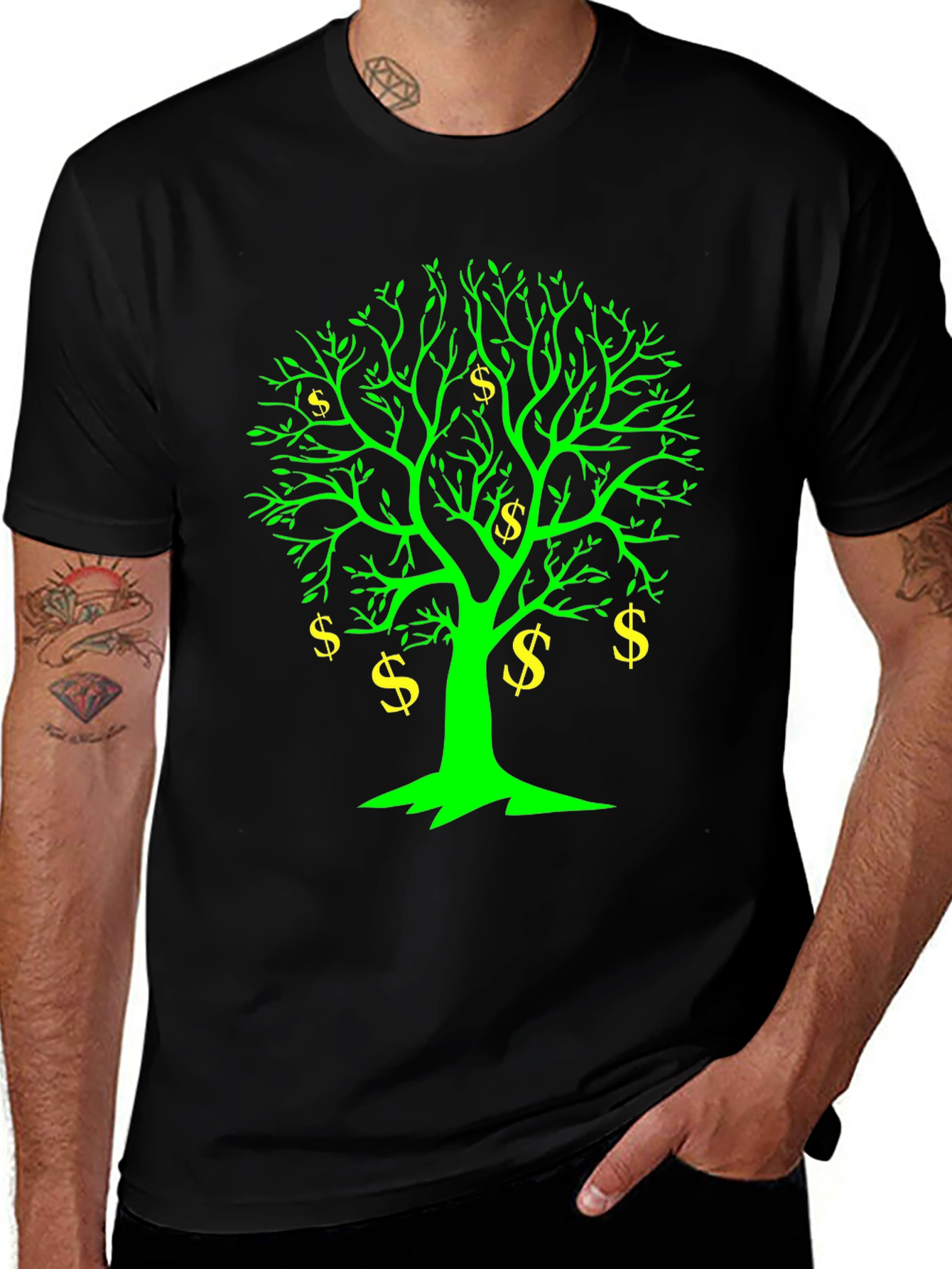 Money Tree Graphic Tee - Black Cotton