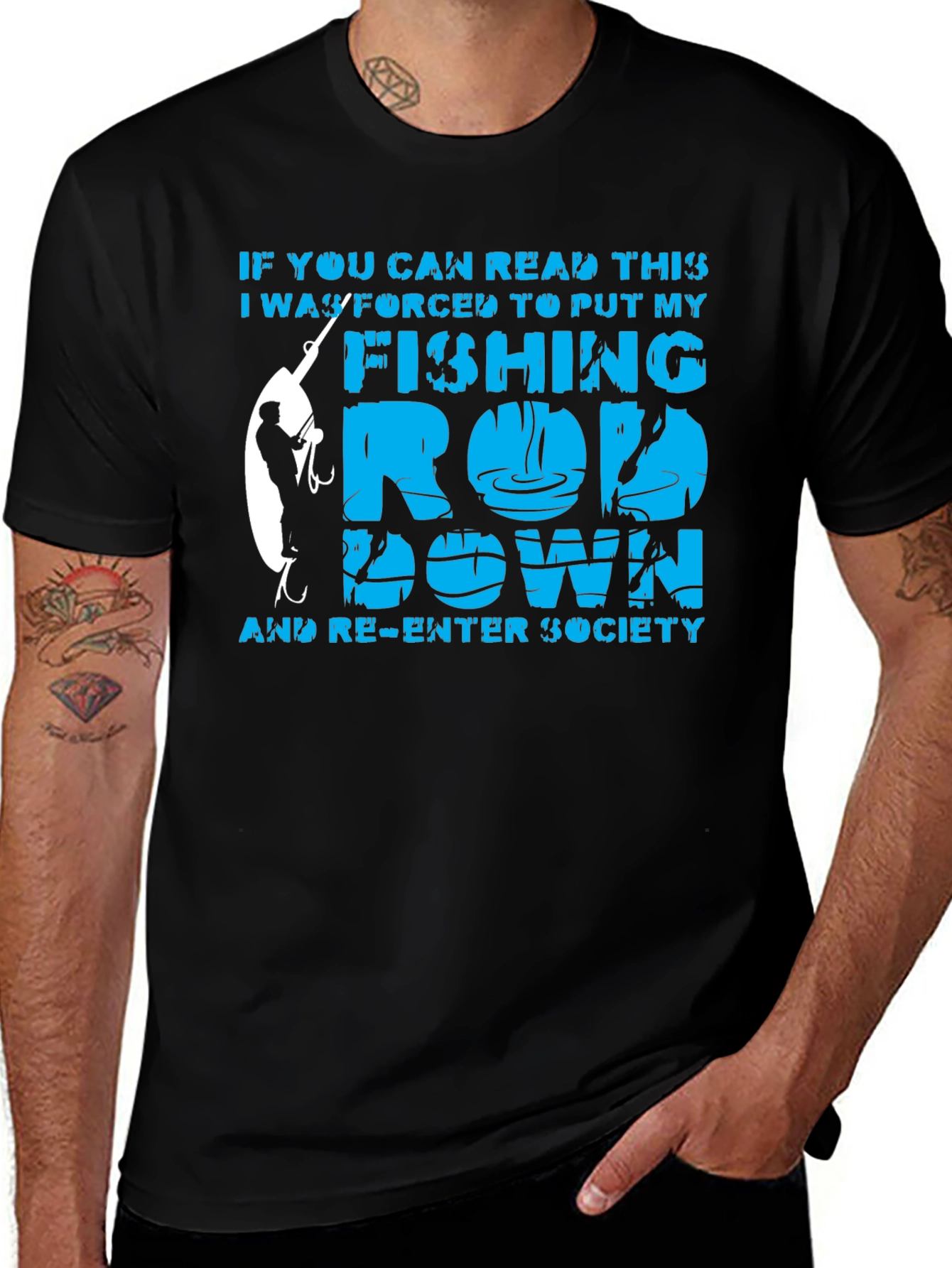Fishing Rod Graphic T-Shirt - Re-Enter Society