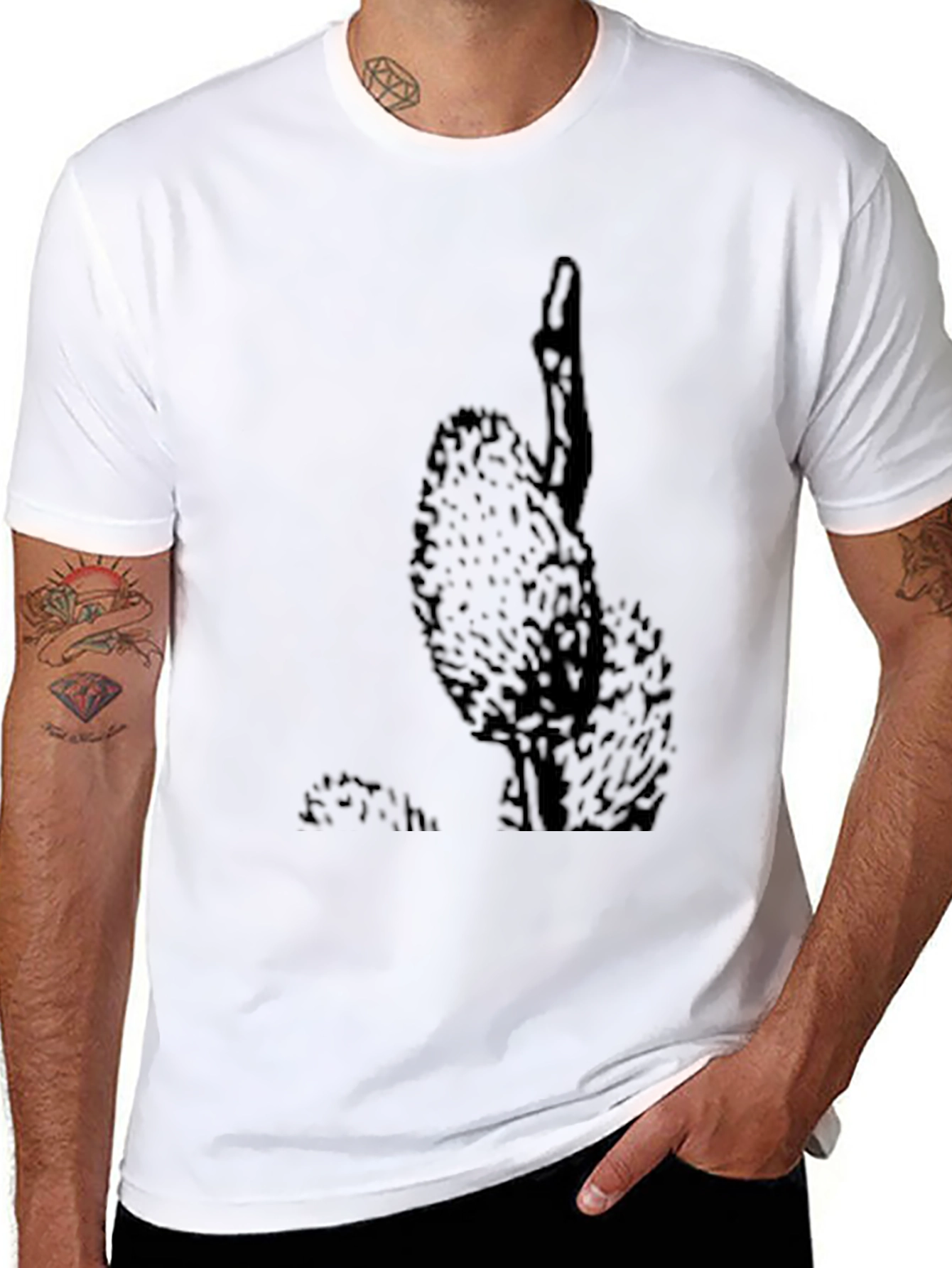 Mens Black Cactus Graphic Tee
