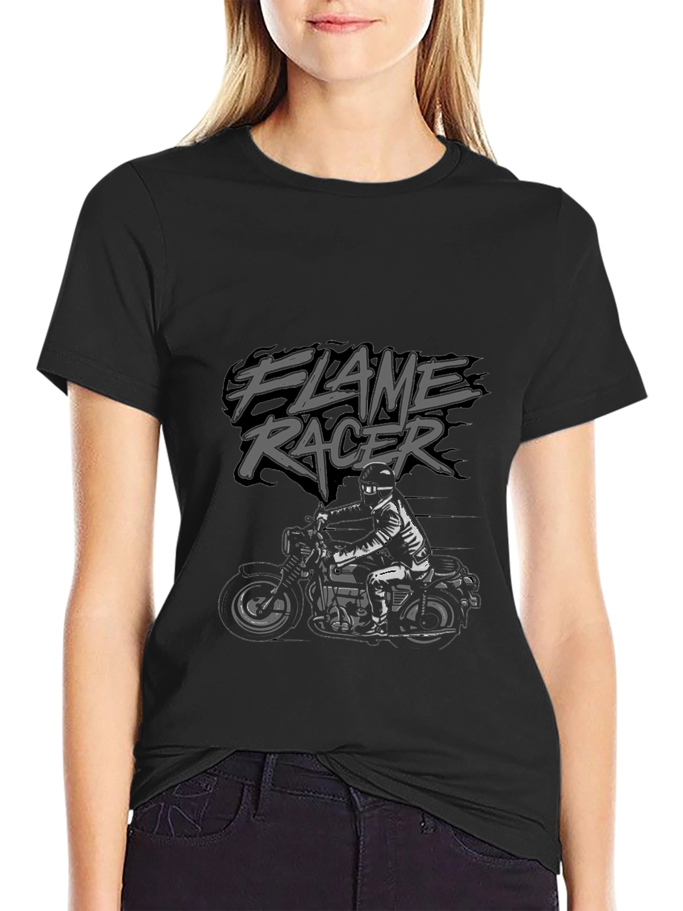 Flame Racer Graphic Tee - Motorcycle Design