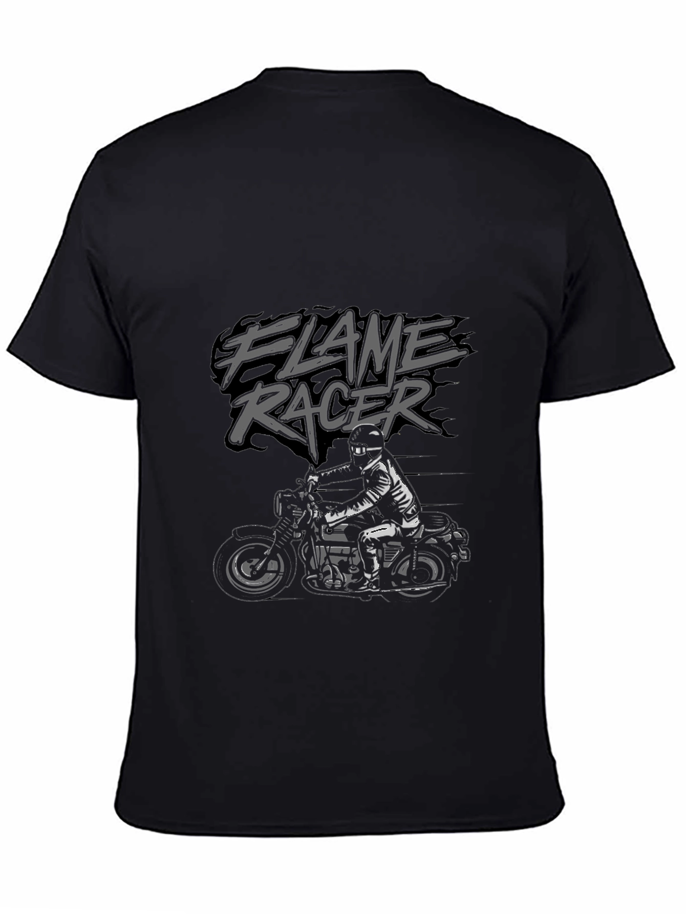 Flame Racer Graphic Tee - Motorcycle Design
