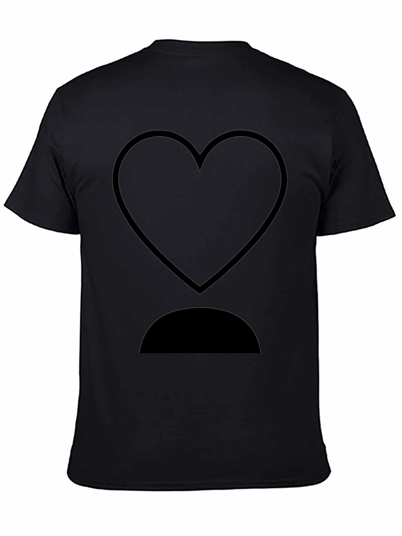 Heart and Half Circle Black Graphic T-Shirt
