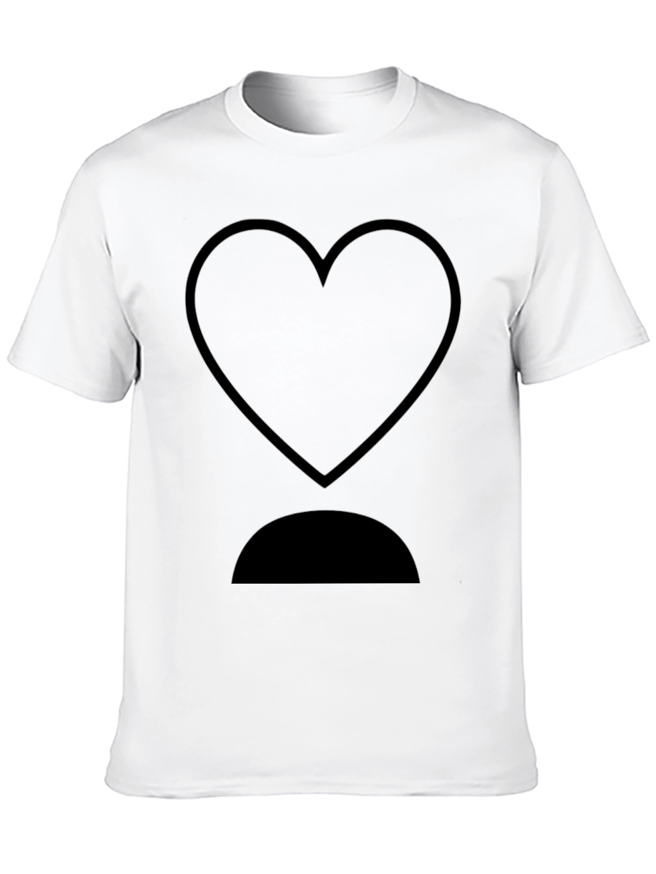 Heart and Half Circle Black Graphic T-Shirt