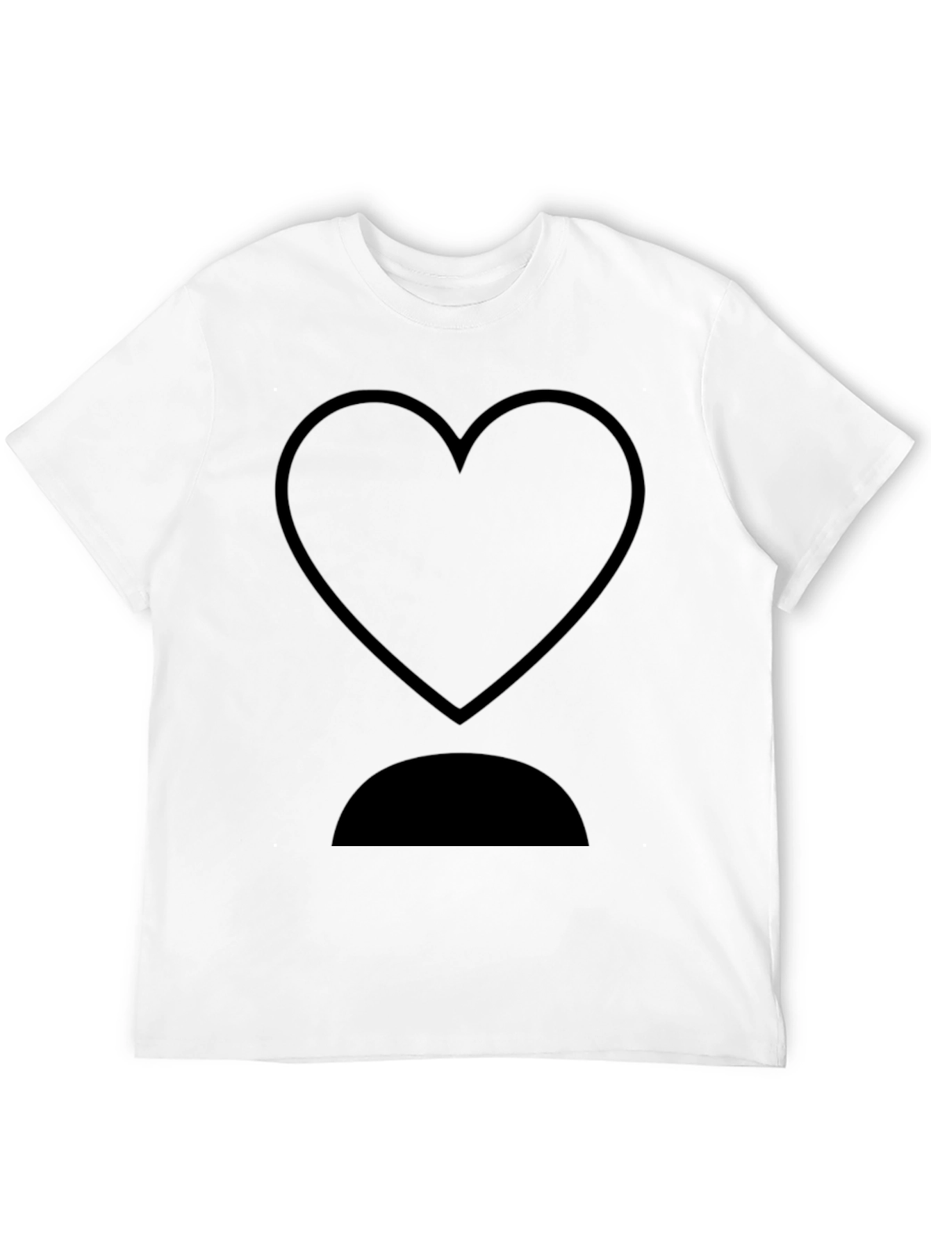 Heart and Half Circle Black Graphic T-Shirt