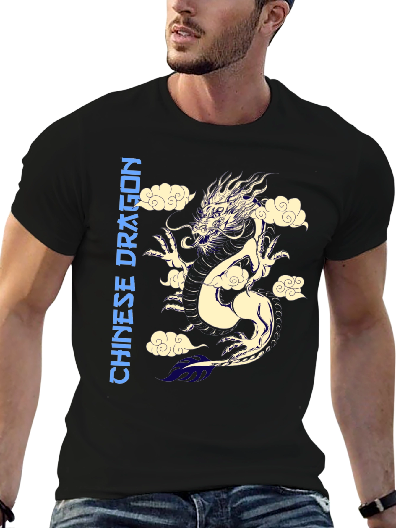 Chinese Dragon Graphic Tee - Mens Black T-Shirt