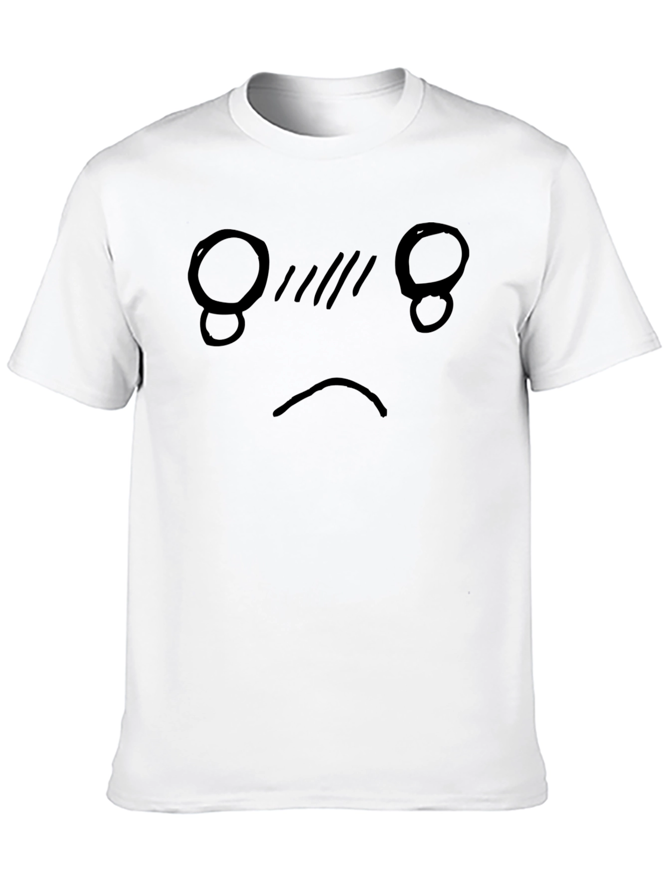 Sad Face Graphic Tee - Black Cotton Blend