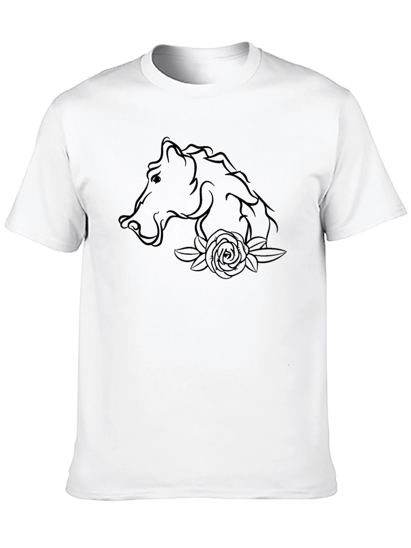 Horse and Rose Graphic T-Shirt - Black