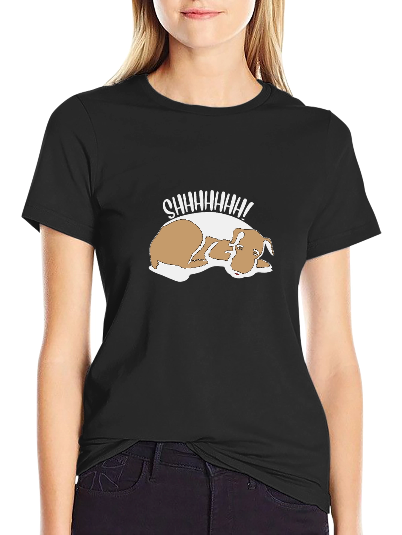 Shhh! Sleeping Dog Graphic Tee - Comfy & Cute
