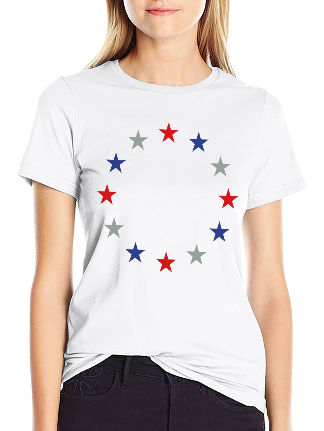 Patriotic Star Circle T-Shirt - Red White and Blue
