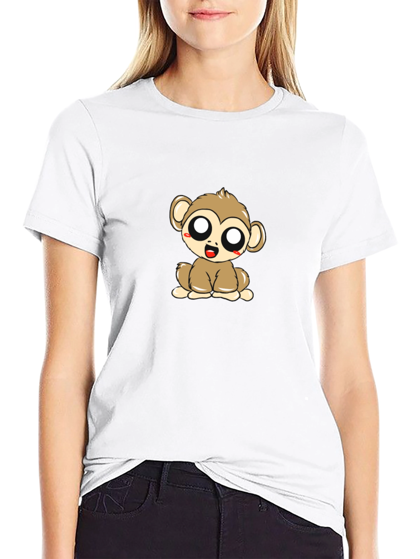 Cute Monkey Graphic Tee - Black T-Shirt