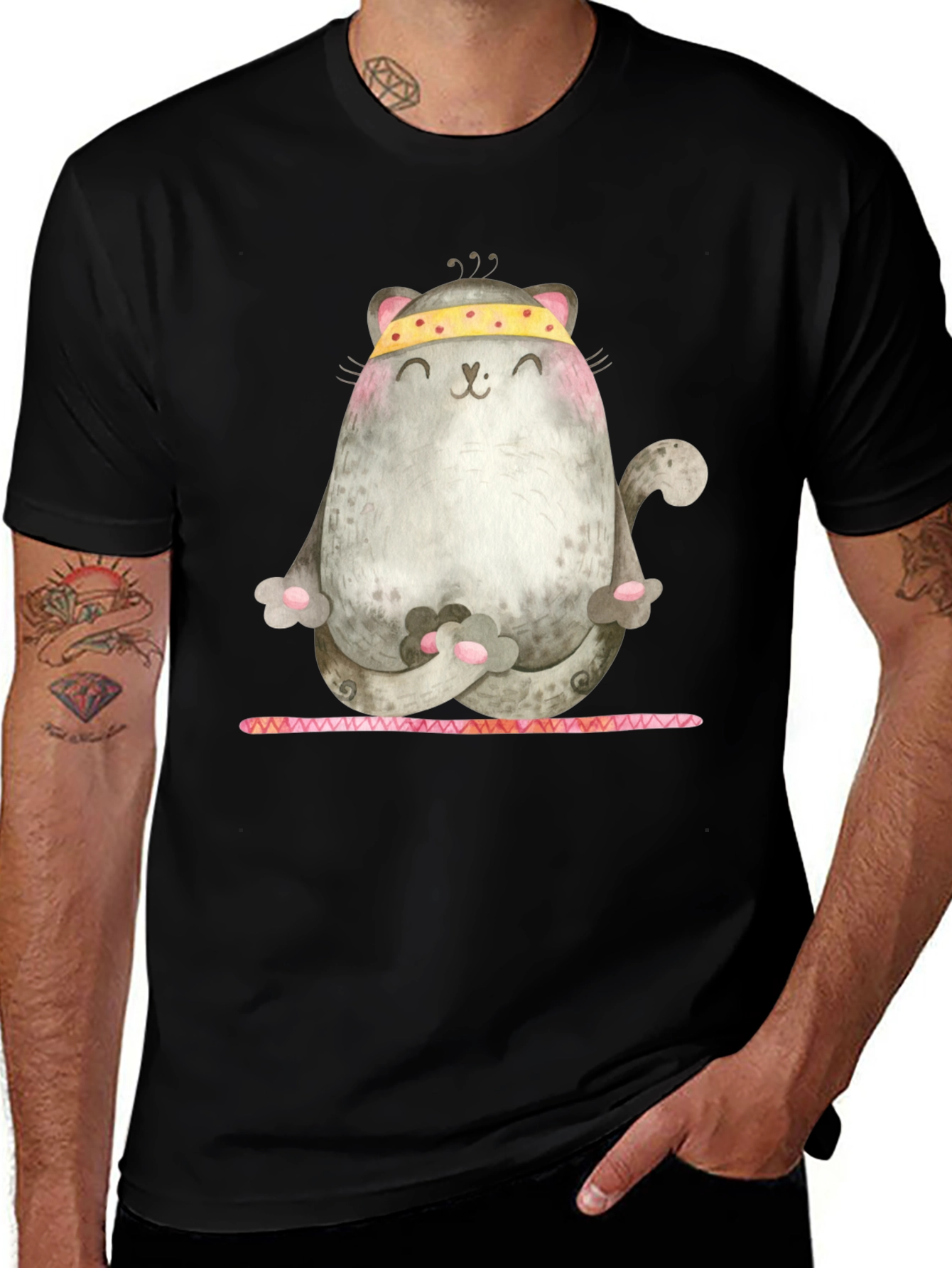 Yoga Cat Graphic Tee - Zen Kitten Shirt